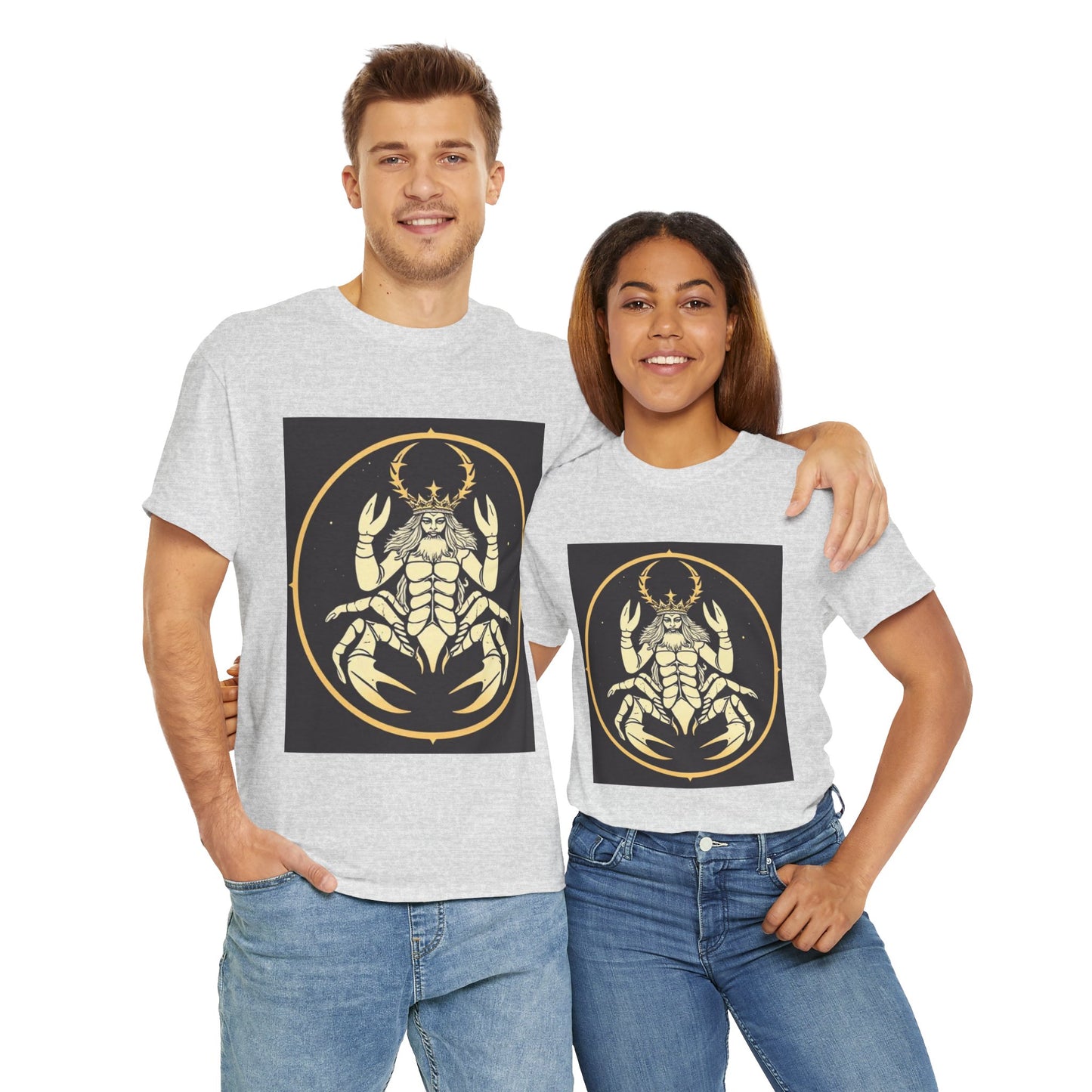 Unisex Heavy Cotton T-Shirt, Scorpio King, Print Art, Zodiac Design