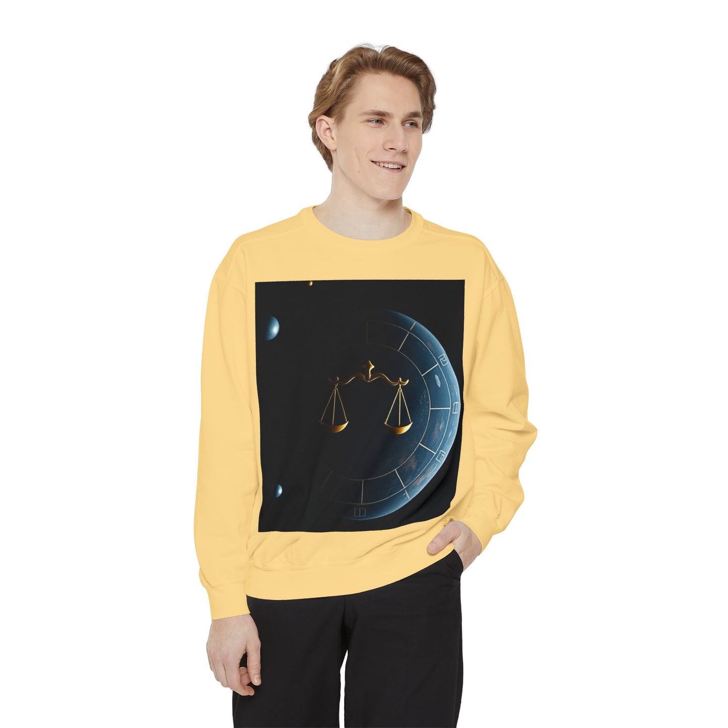 Garment-Dyed Sweatshirt, Unisex, Space Animal Design v1, Libra