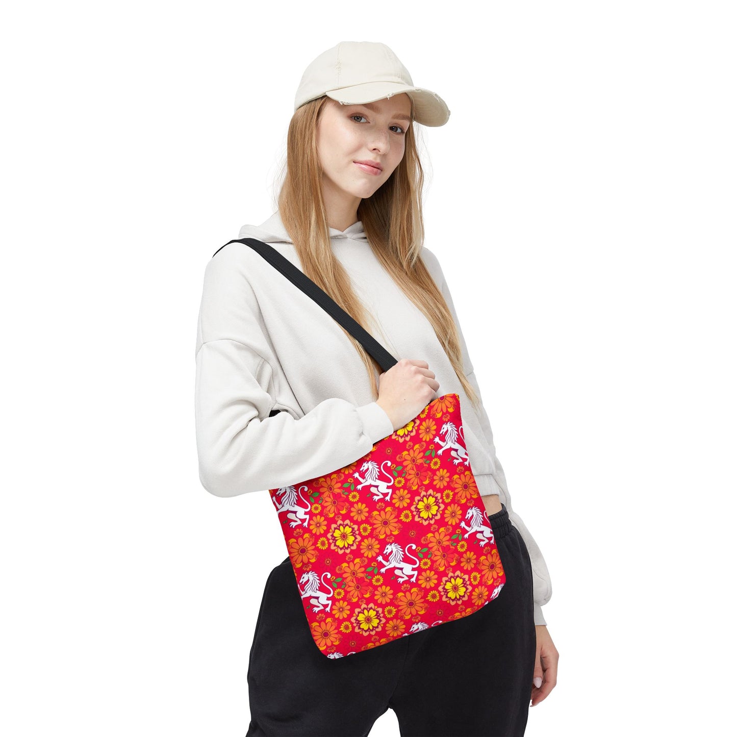 Tote Bag (AOP), Leo, Zodiac, Flower Pattern