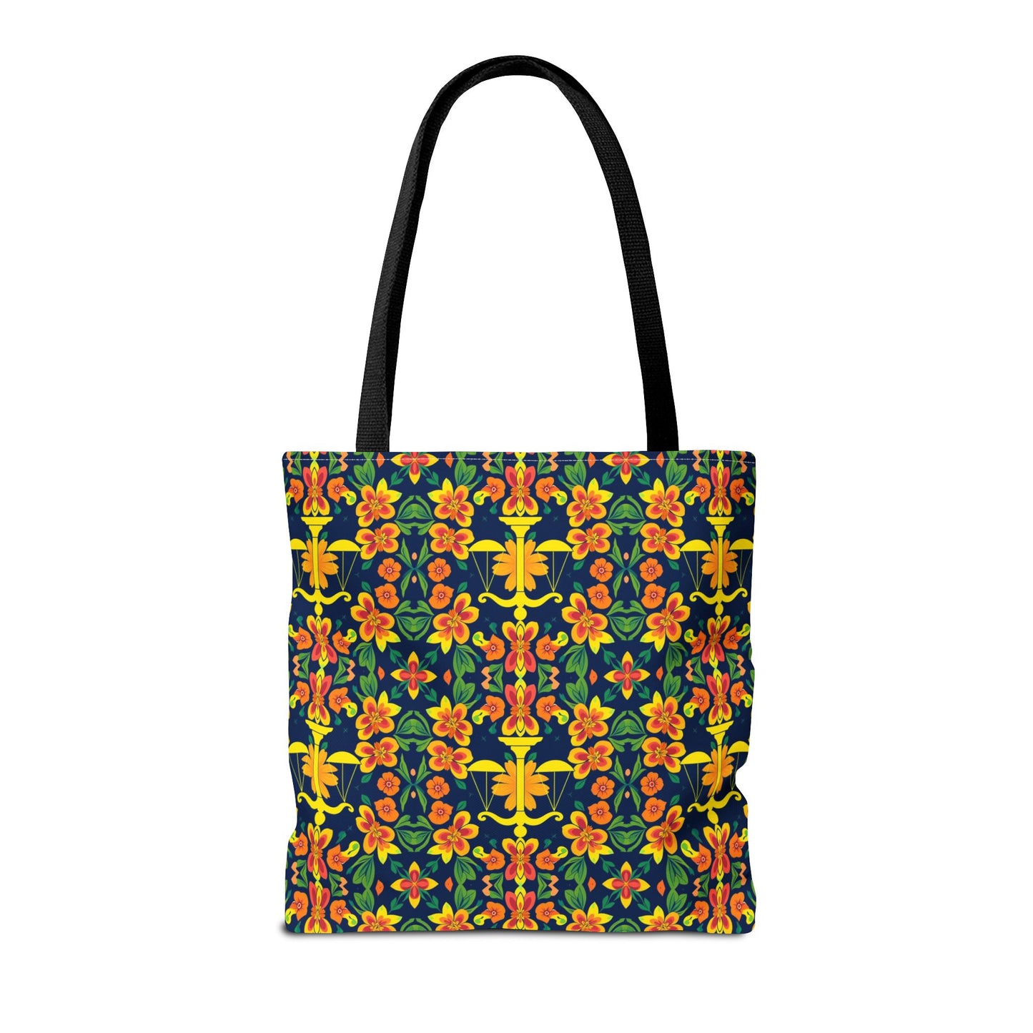 Tote Bag, (AOP), Libra, Zodiac v3, Flower Pattern