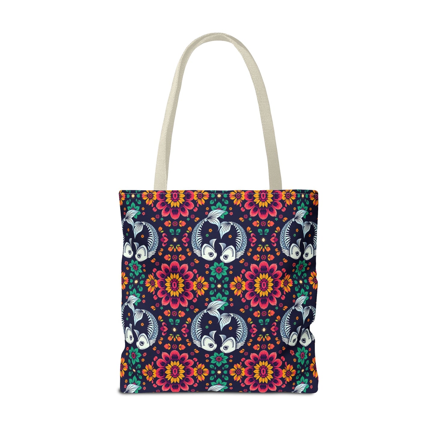 Tote Bag (AOP), Pisces, Zodiac v1, Flower Pattern