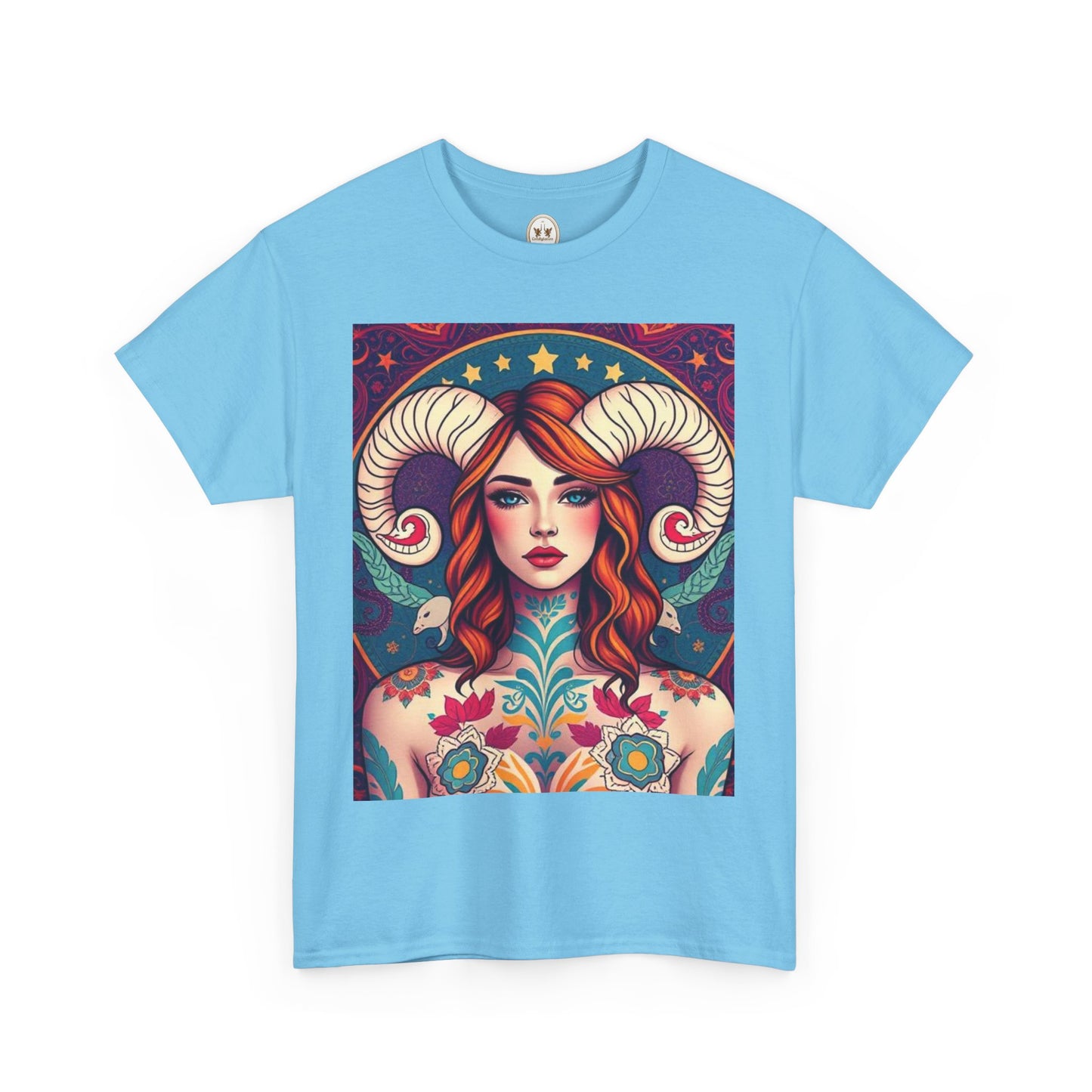 Unisex Heavy Cotton T-Shirt, Aries, Zodiac v1, Sexy Art