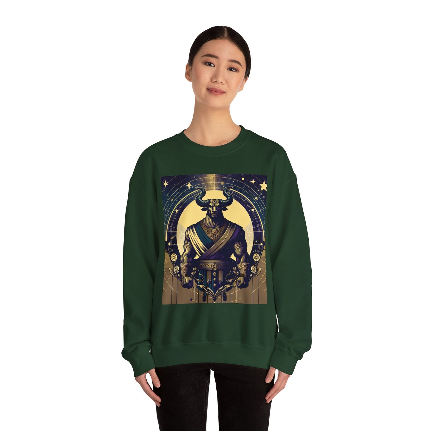 Unisex Heavy Blend™ Crewneck Sweatshirt, Minotaur, Taurus Zodiac Design