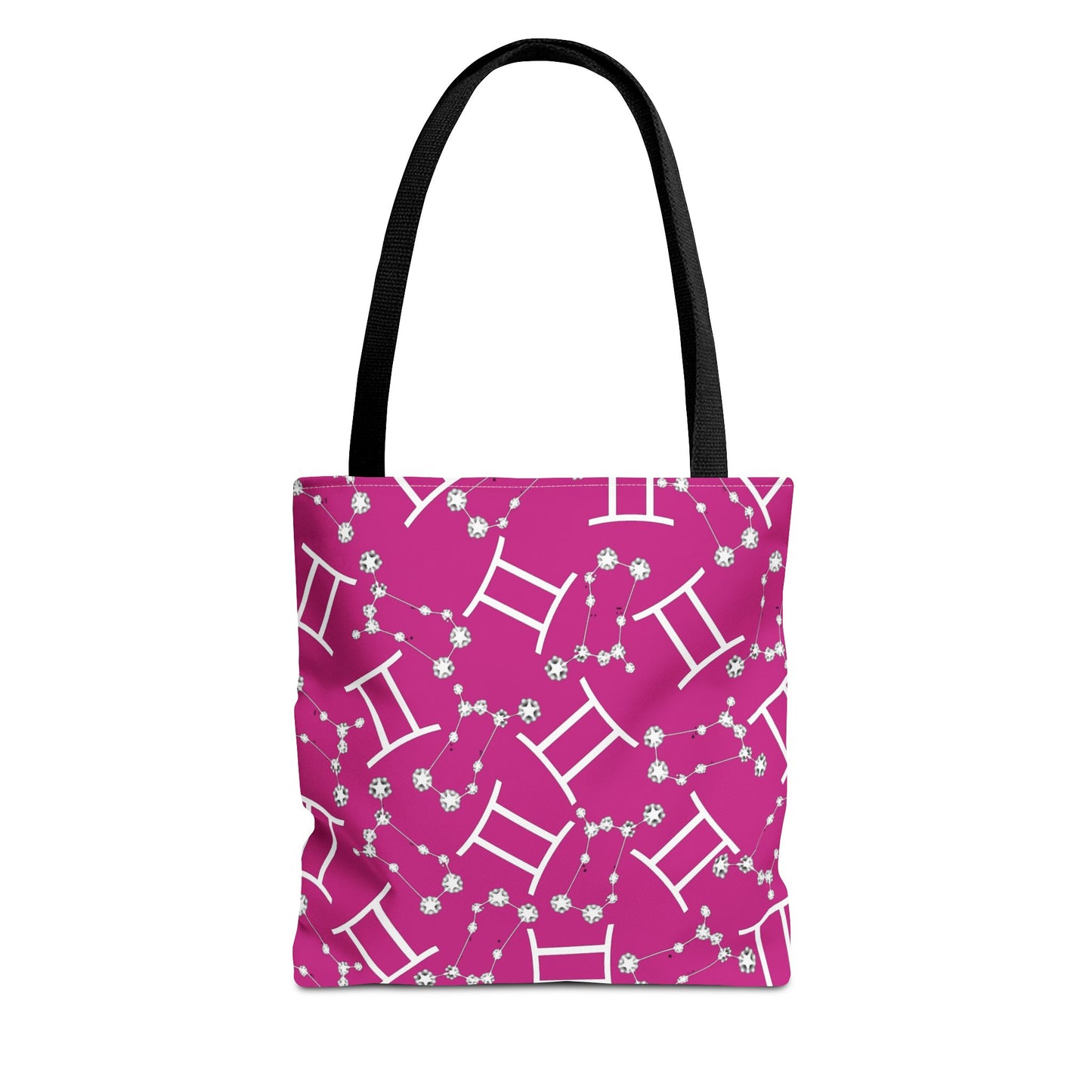 Tote Bag, Gemini Zodiac Sign, AOP, (Pink, White)
