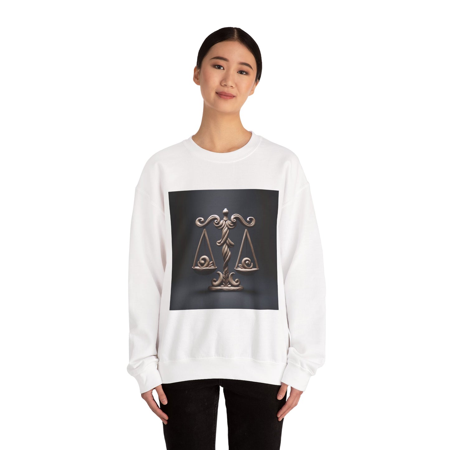 Unisex Heavy Blend™ Crewneck Sweatshirt, Brown Scale, Libra Zodiac Design