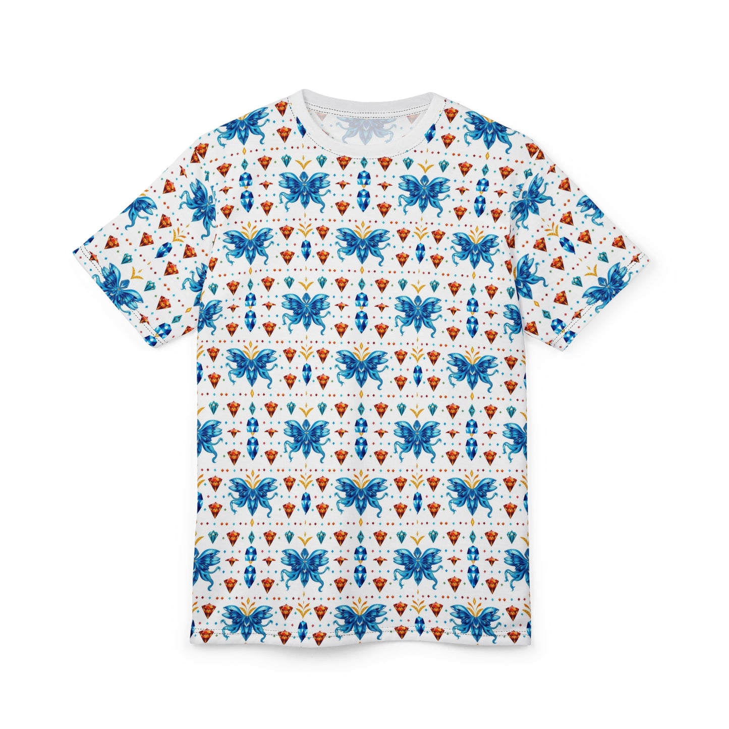 Unisex Cut & Sew T-Shirt, (AOP) Aquarius, Zodiac v3, Jewels Pattern