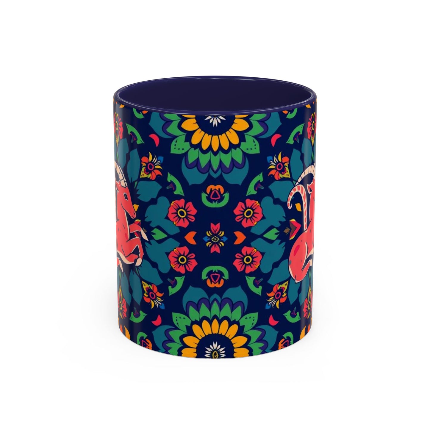Accent Coffee Mug, Capricorn, Zodiac, Flower Pattern, (11, 15oz)