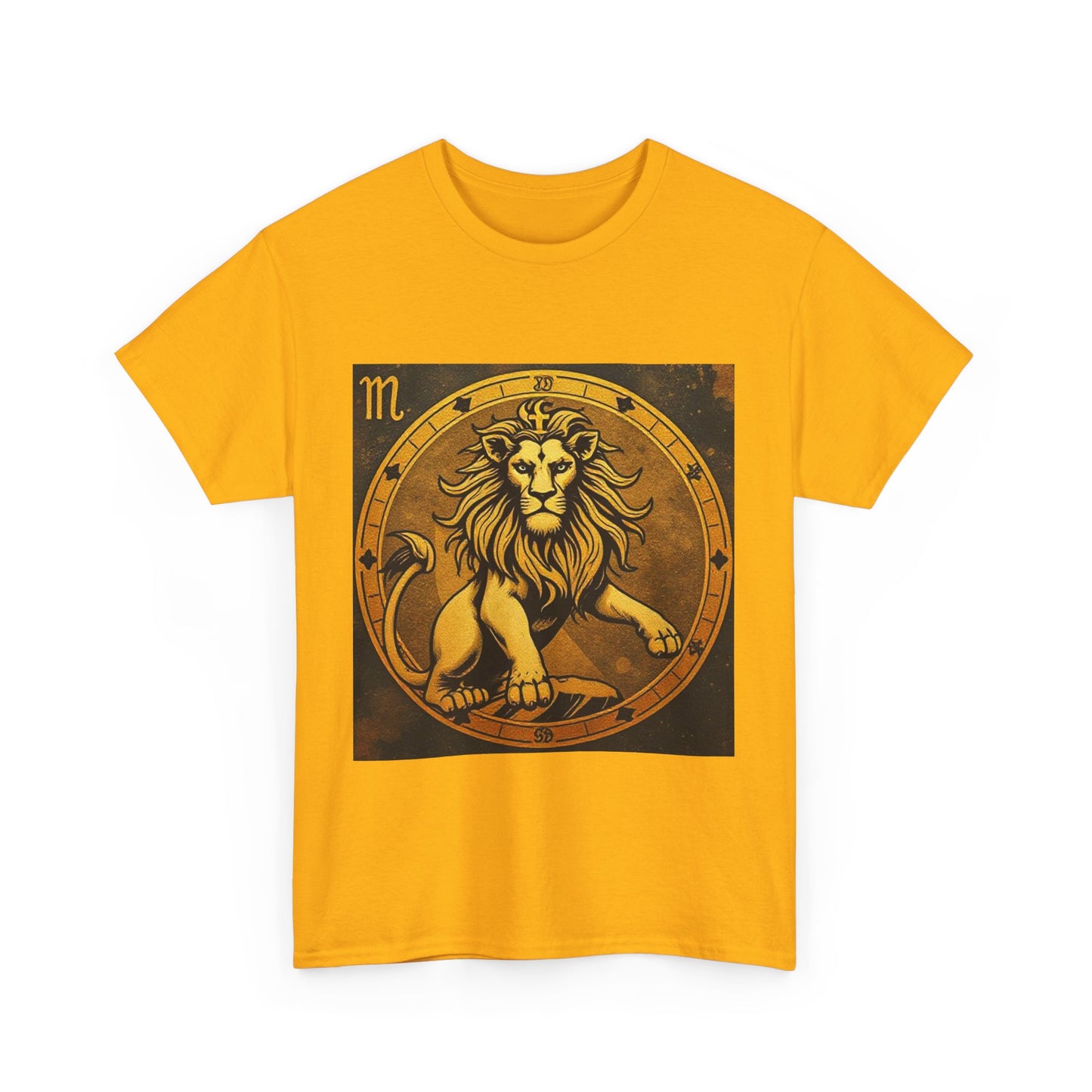 Unisex Heavy Cotton T-Shirt, Gold Lion v1, Leo Zodiac Design