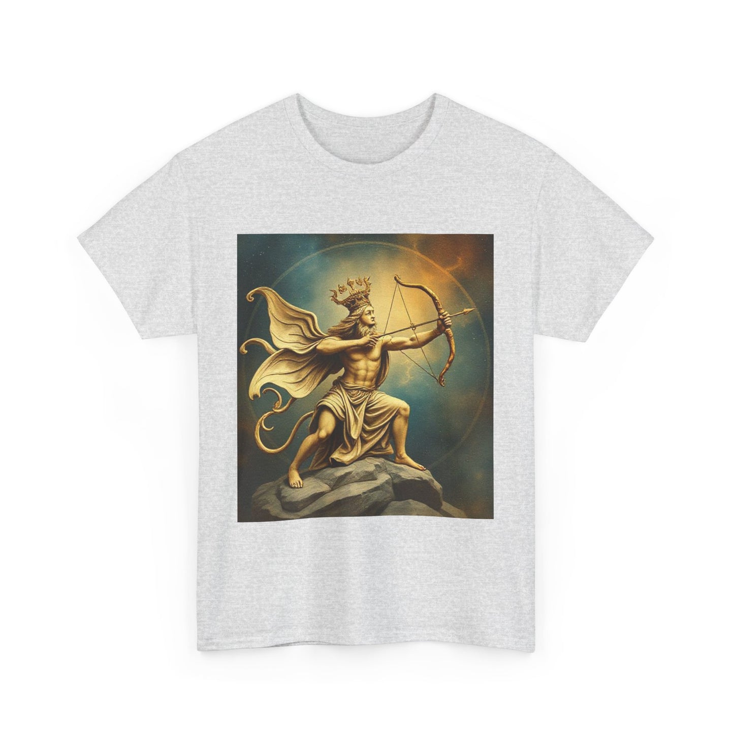 Unisex Heavy Cotton T-Shirt, Sagittarius King, Bow & Arrow, Zodiac Design