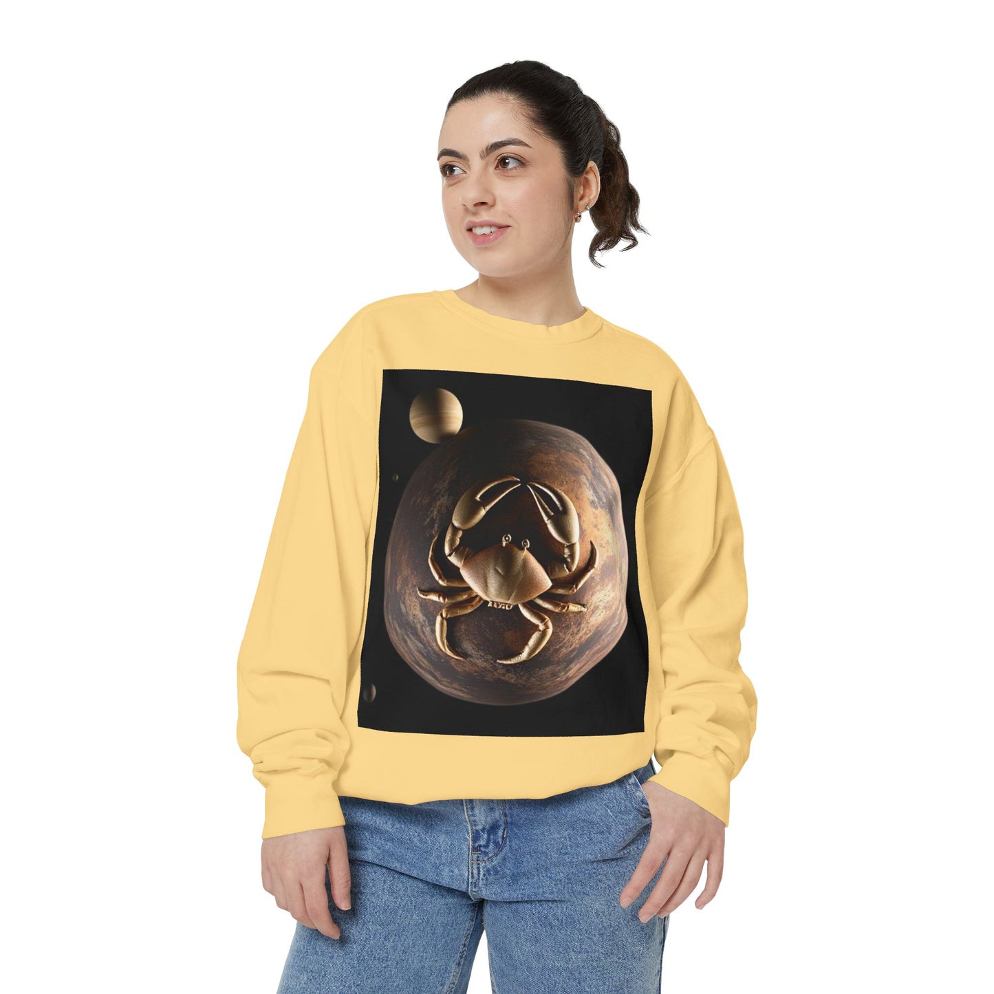 Garment-Dyed Sweatshirt, Unisex, Space Animal Design v1, Cancer