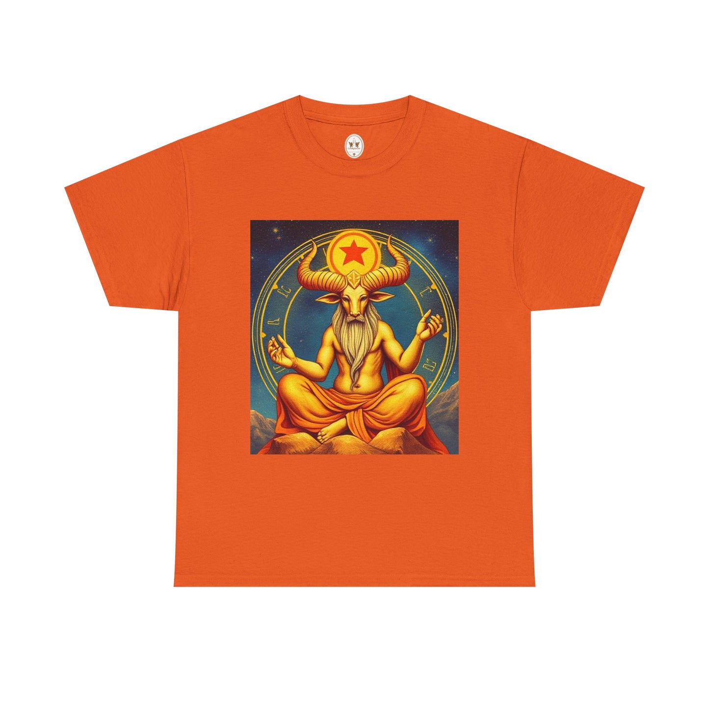 Unisex Heavy Cotton T-Shirt, Meditating Bull, Taurus Zodiac Design