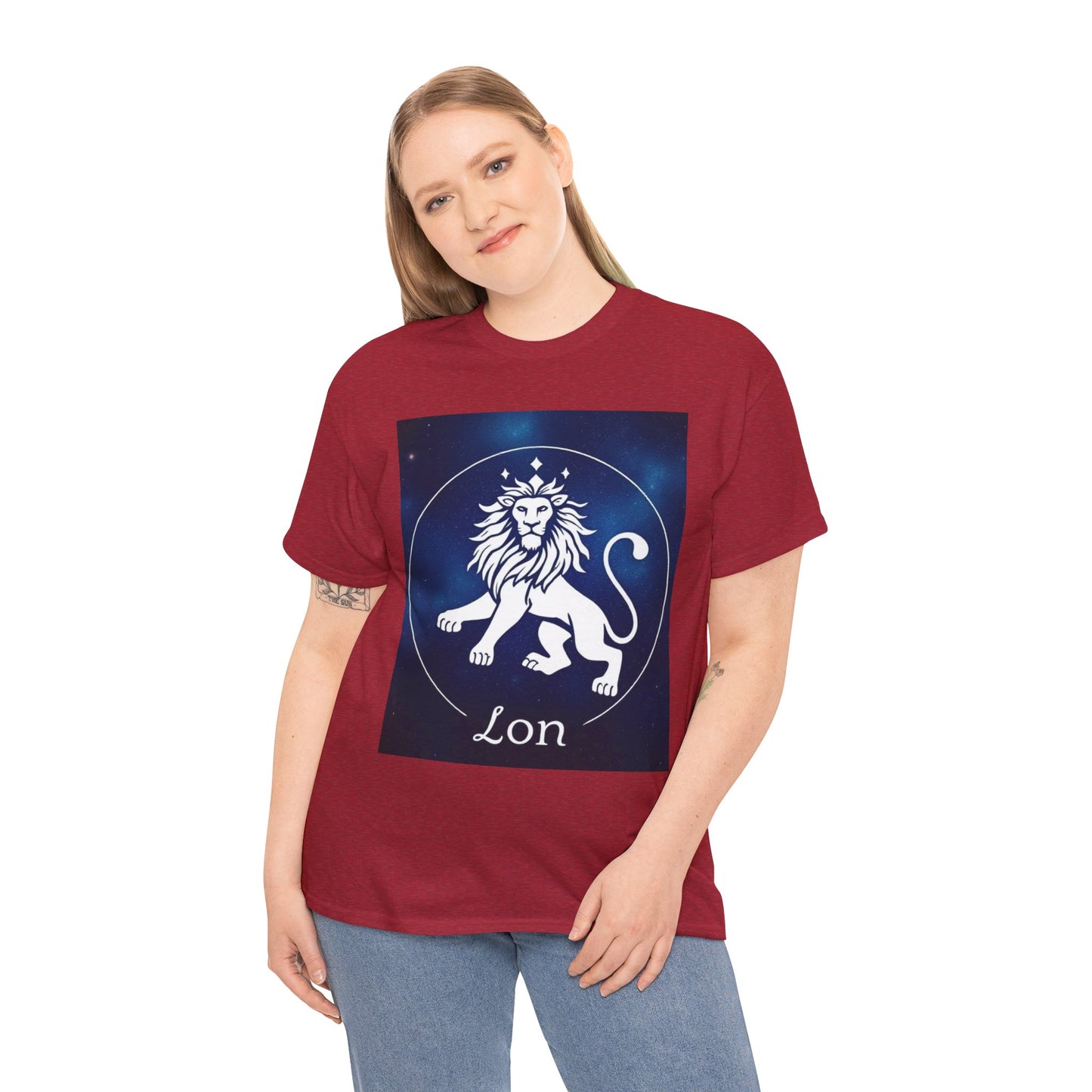 Unisex Heavy Cotton T-Shirt, Space Lion v1, Leo Zodiac Design