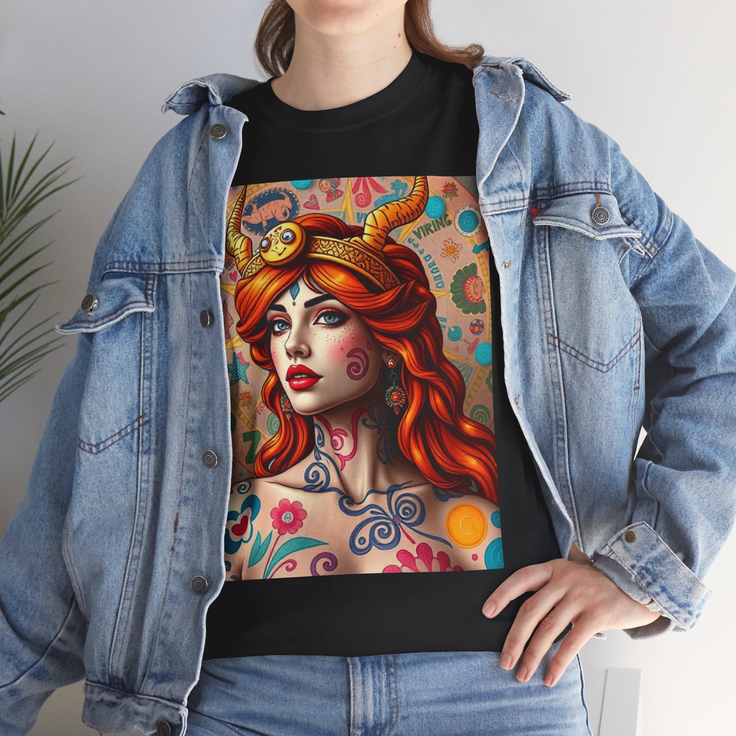 Unisex Heavy Cotton T-Shirt, Virgo, Zodiac v1, Sexy Art
