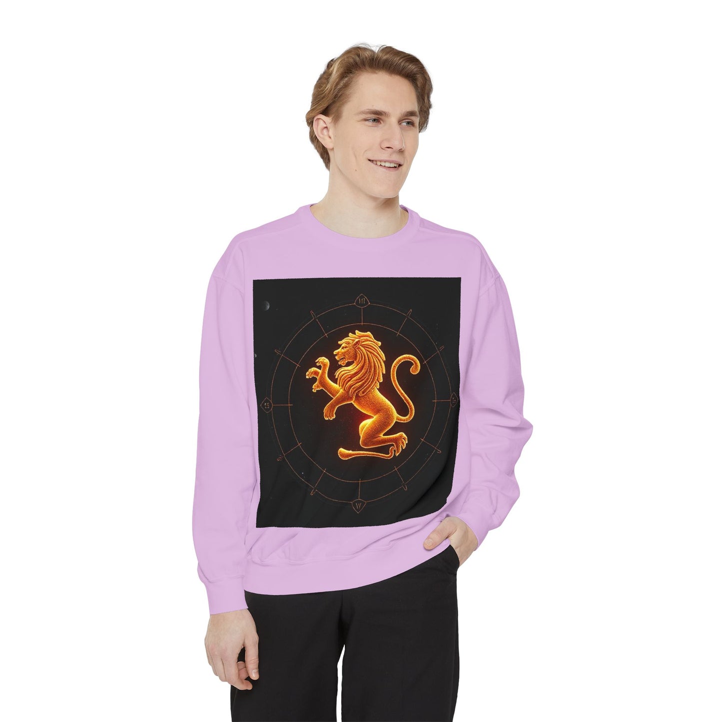 Garment-Dyed Sweatshirt, Unisex, Space Animal Design v1, Leo