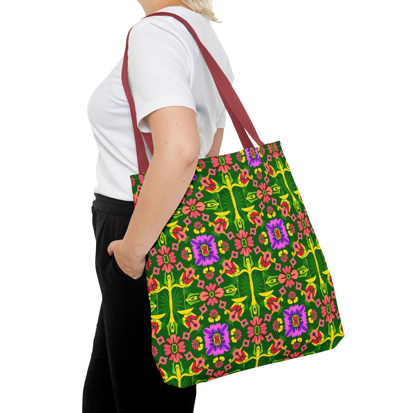 Tote Bag (AOP), Libra, Zodiac, Flower Pattern