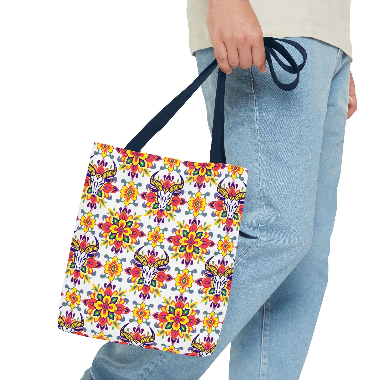 Tote Bag (AOP), Taurus, Zodiac, Flower Pattern