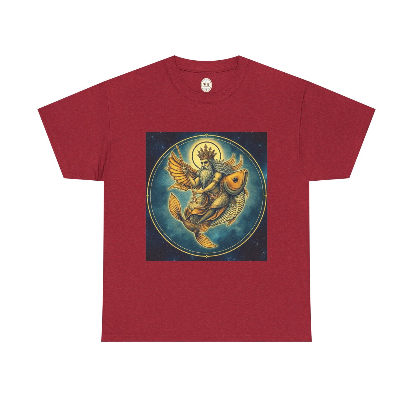Unisex Heavy Cotton T-Shirt, Pisces King v1, Zodiac Design