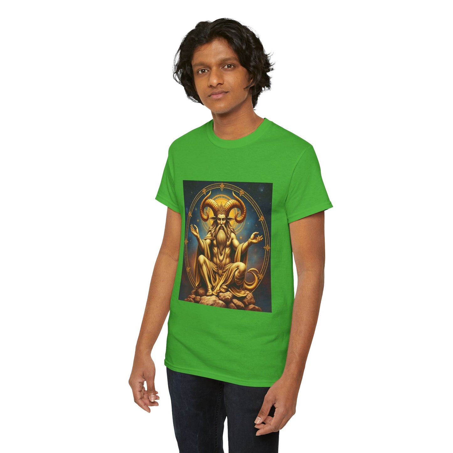 Unisex Heavy Cotton T-Shirt, On The Throne, Taurus Zodiac Design