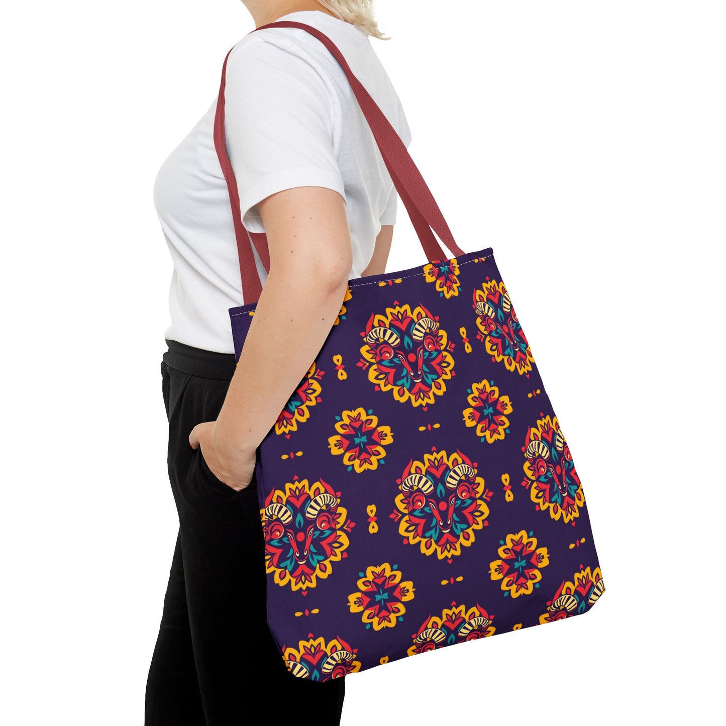 Tote Bag (AOP), Taurus, Zodiac v2, Flower Pattern