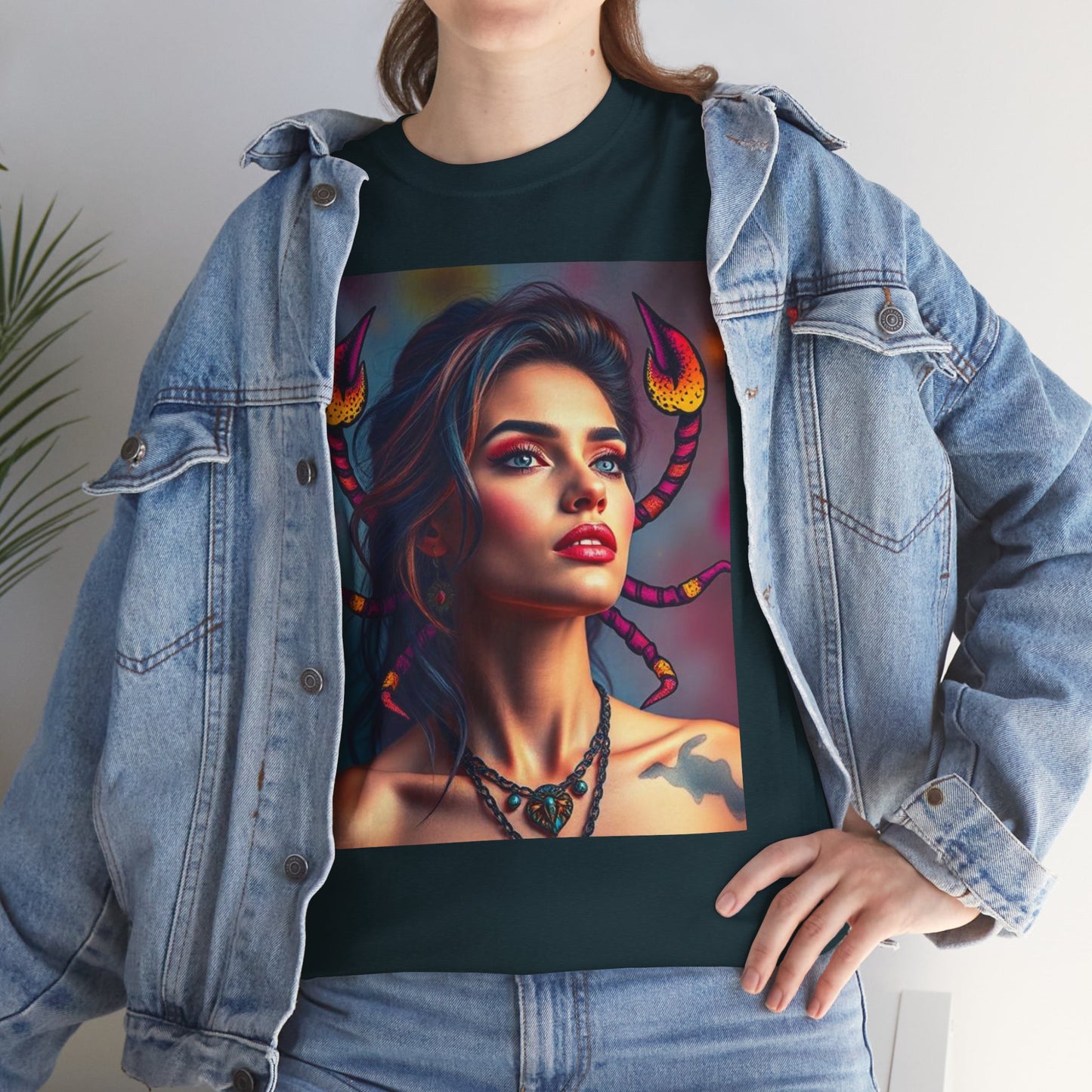 Unisex Heavy Cotton T-Shirt, Scorpio, Zodiac v2, Sexy Art