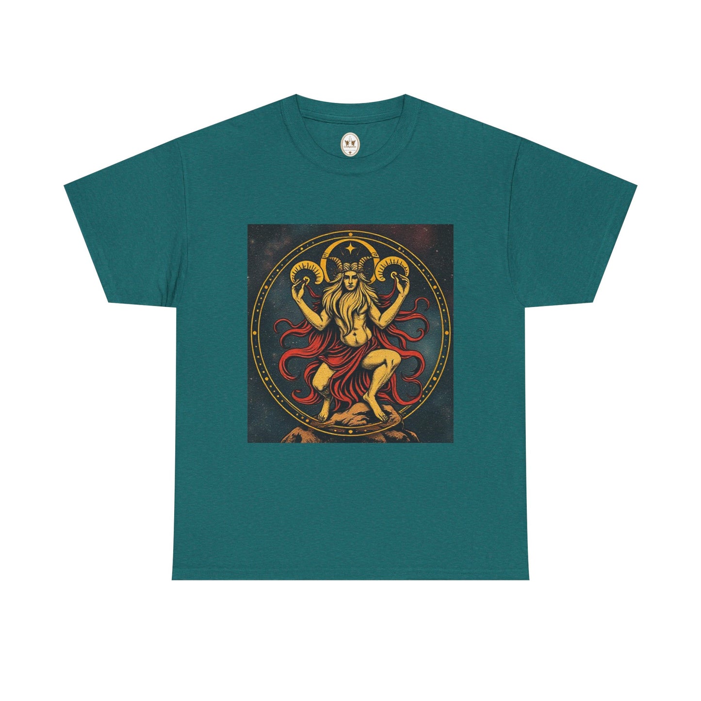 Unisex Heavy Cotton T-Shirt, Aries God 3v, Zodiac Design