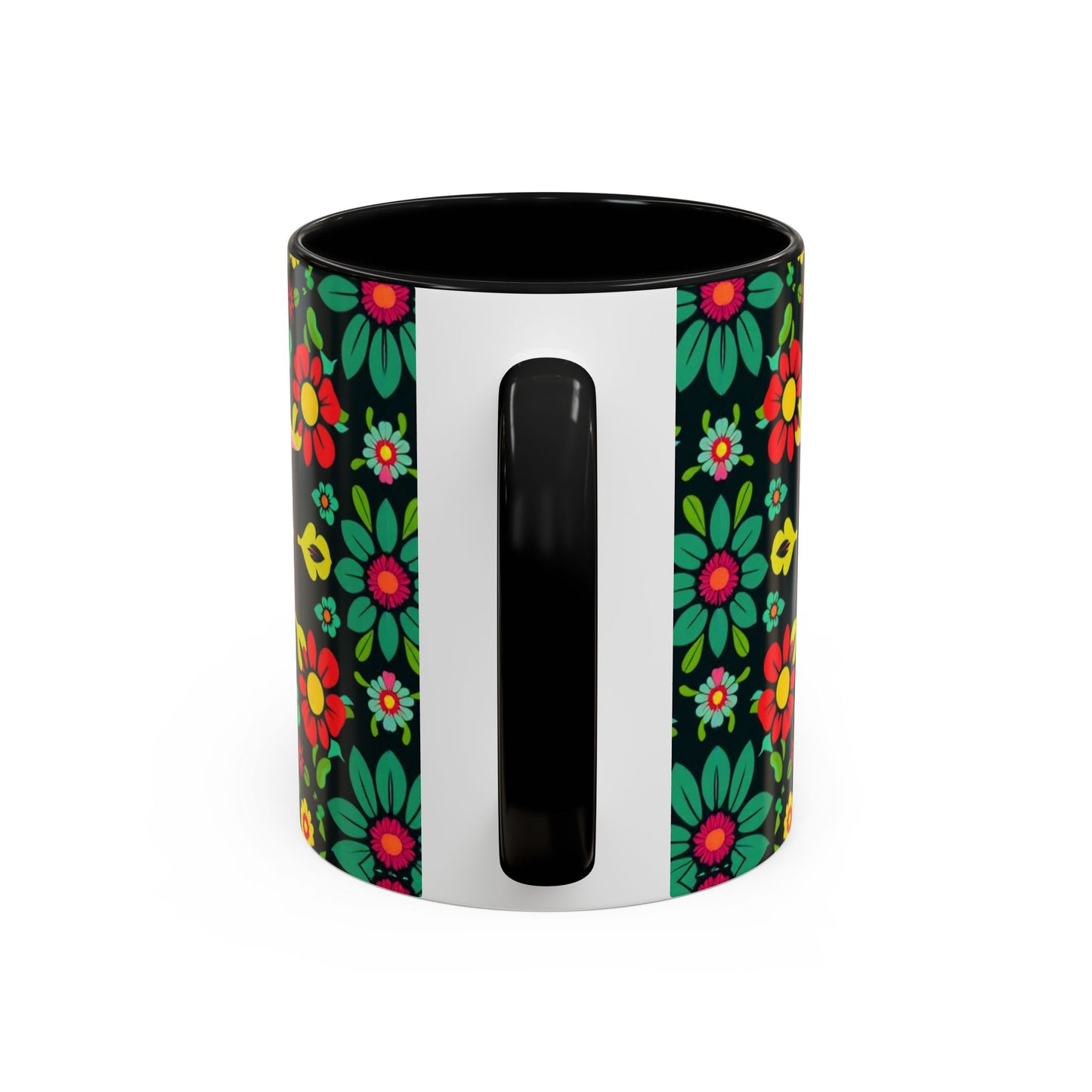 Accent Coffee Mug, Aquarius, Zodiac v4, Flower Pattern, (11, 15oz)