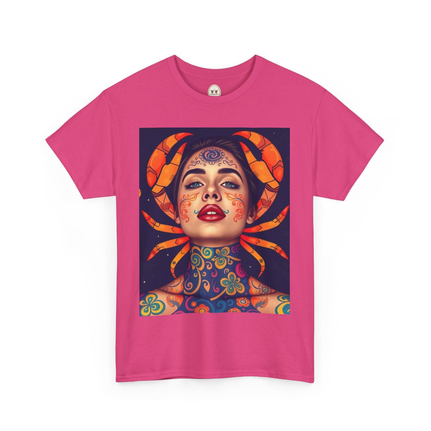Unisex Heavy Cotton T-Shirt, Cancer, Zodiac v2, Sexy Art