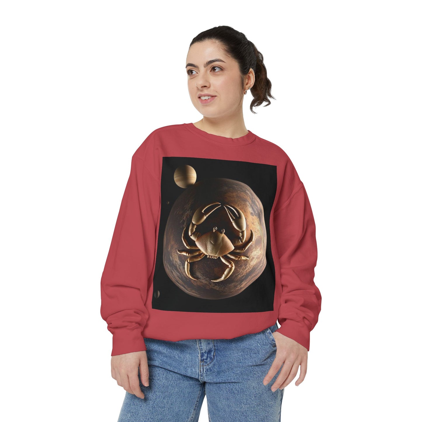 Garment-Dyed Sweatshirt, Unisex, Space Animal Design v1, Cancer