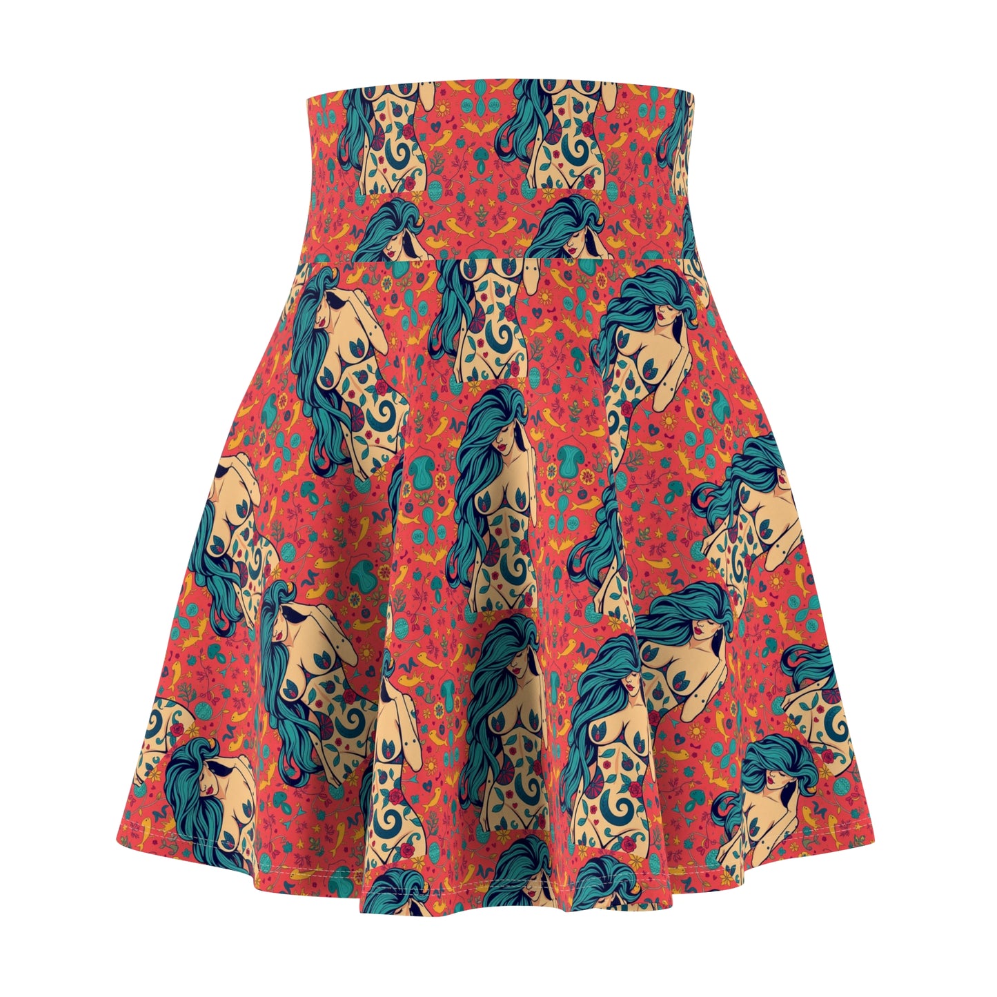 Women's Skater Skirt, (AOP), Aquarius, Zodiac v1, Sexy Pattern