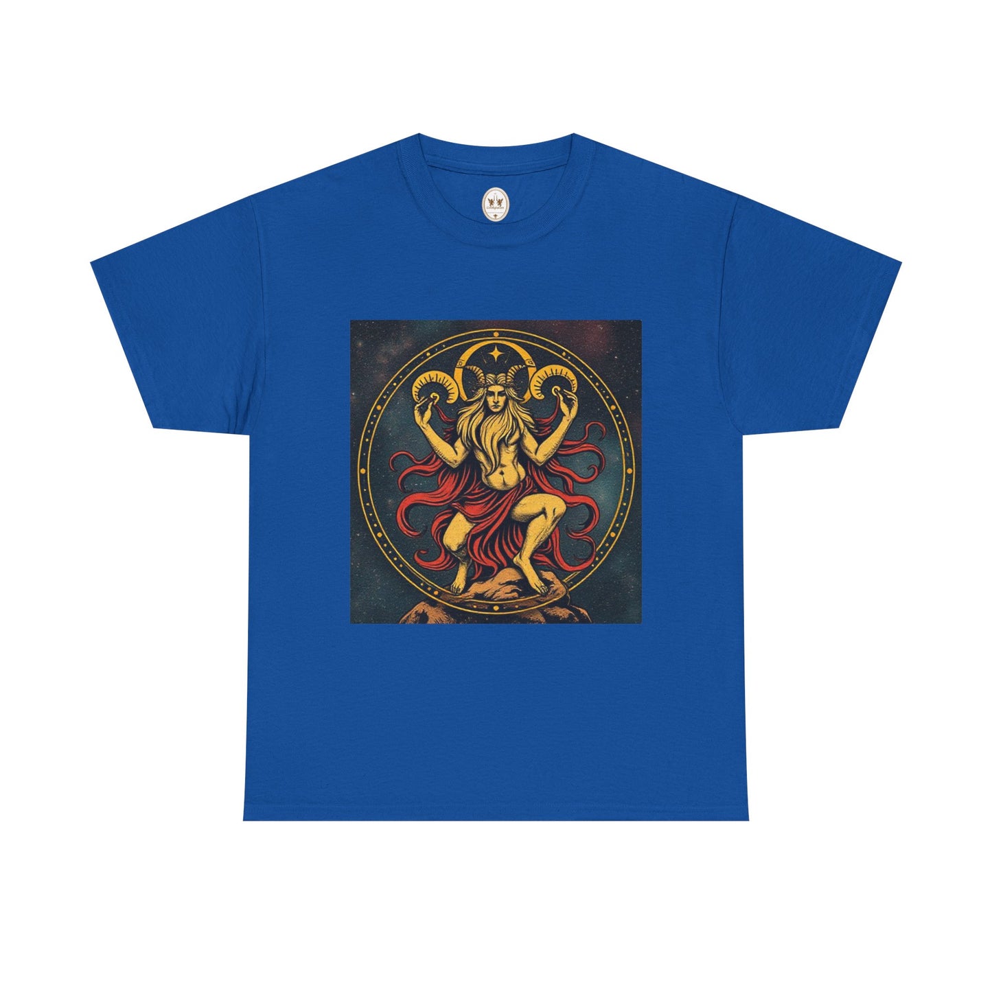 Unisex Heavy Cotton T-Shirt, Aries God 2v, Zodiac Design