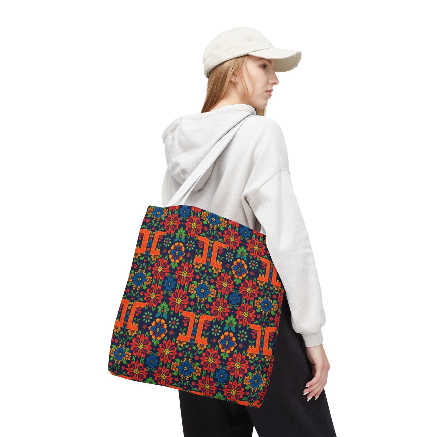 Tote Bag, (AOP), Gemini, Zodiac v1, Flower Pattern