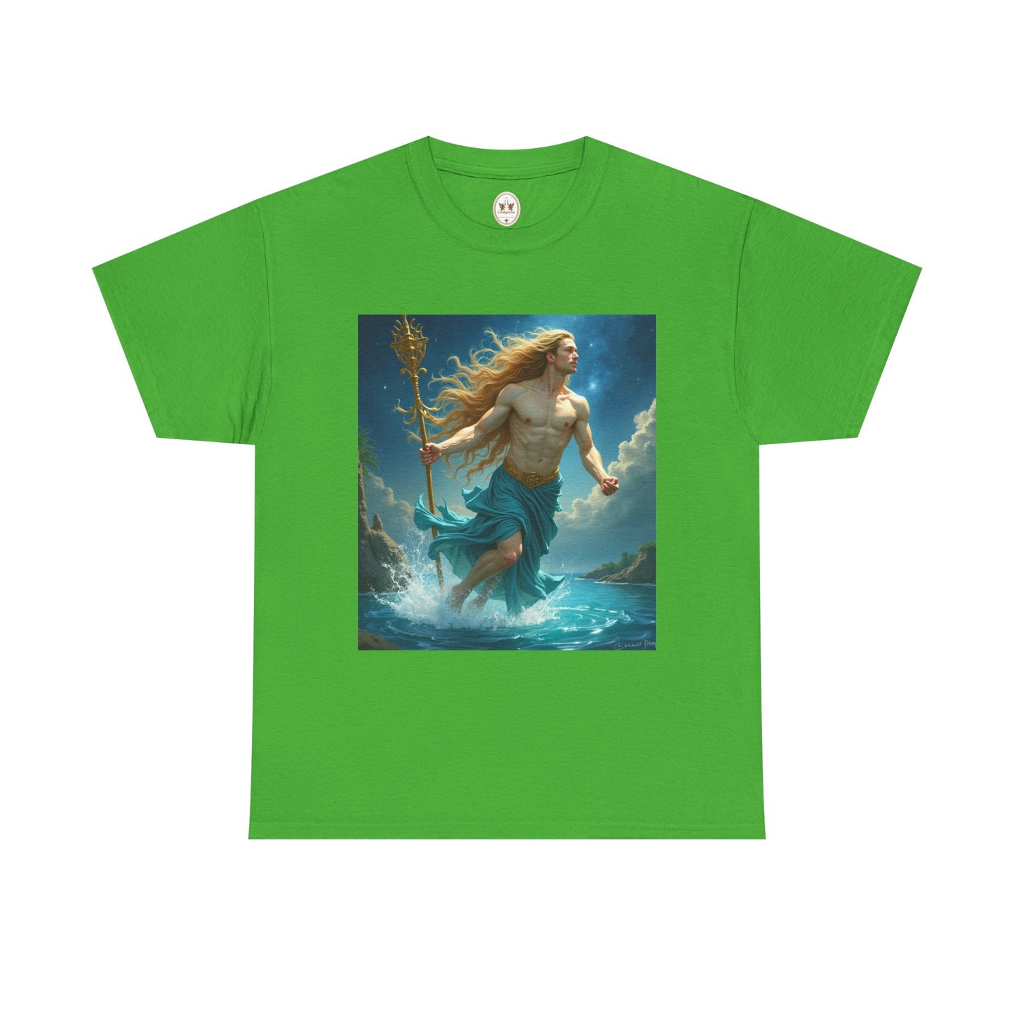 Unisex Heavy Cotton T-Shirt, Aquarius God 4v, Zodiac Design