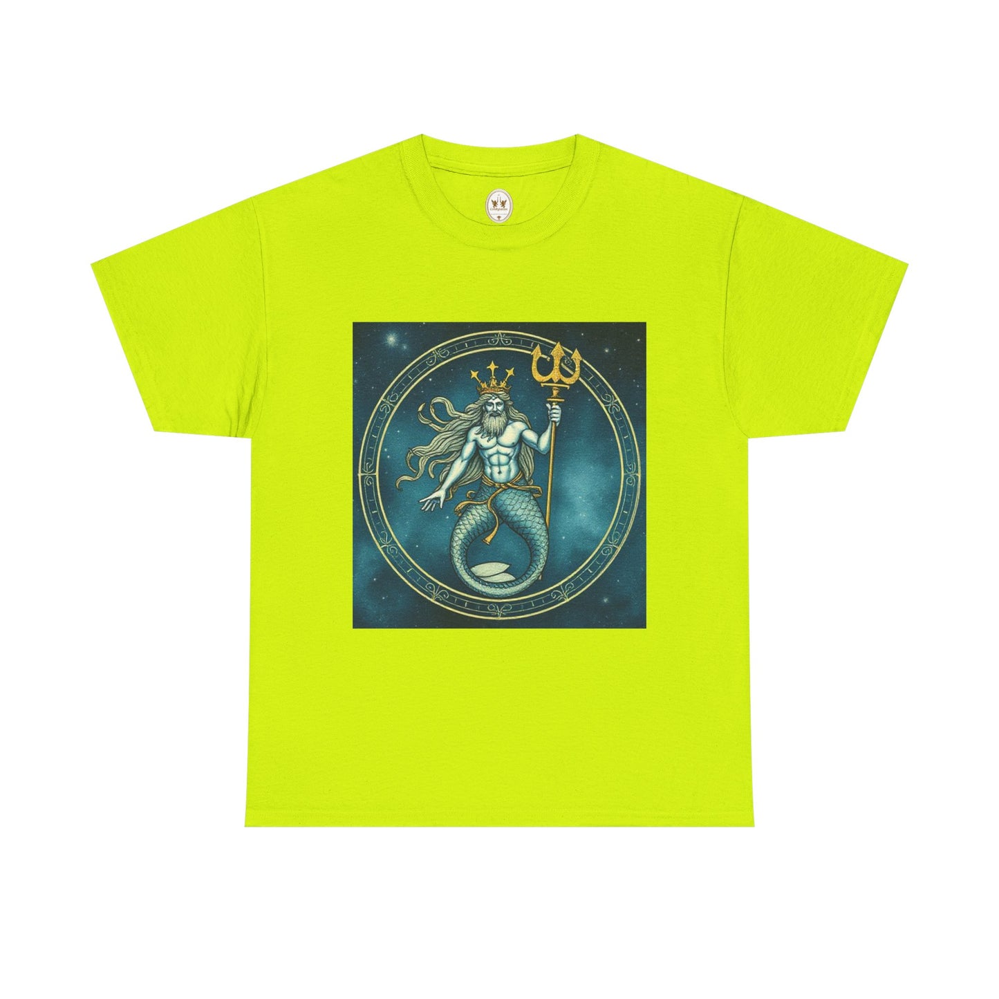 Unisex Heavy Cotton T-Shirt, Aquarius God 5v, Zodiac Design