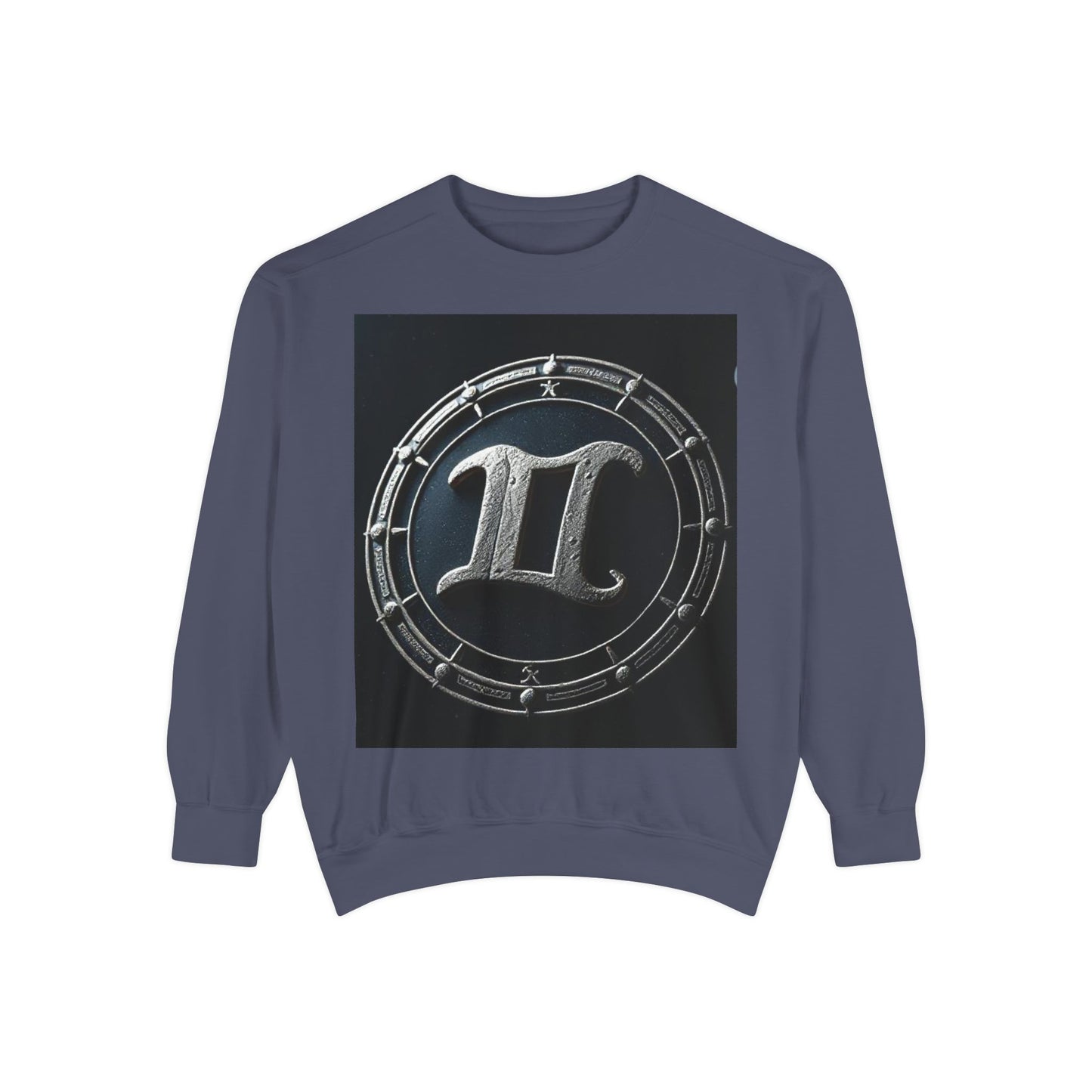 Garment-Dyed Sweatshirt, Unisex, Space Symbol Design v1, Gemini