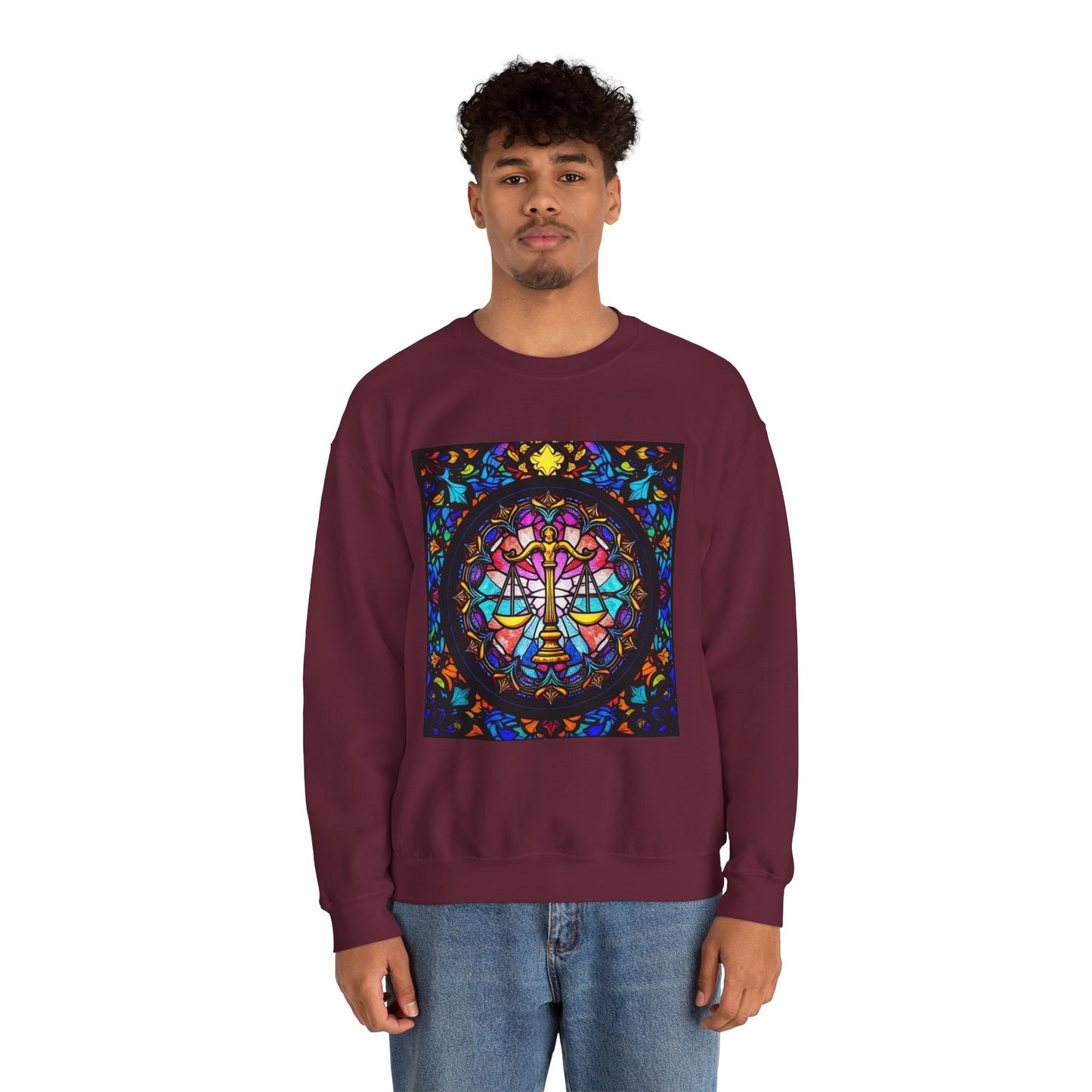 Unisex Heavy Blend™ Crewneck Sweatshirt, Glass 1, Libra Zodiac Design