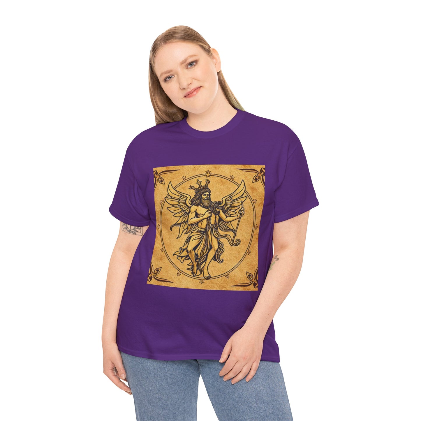 Unisex Heavy Cotton T-Shirt, Pencil Art v1, Gemini Zodiac Design
