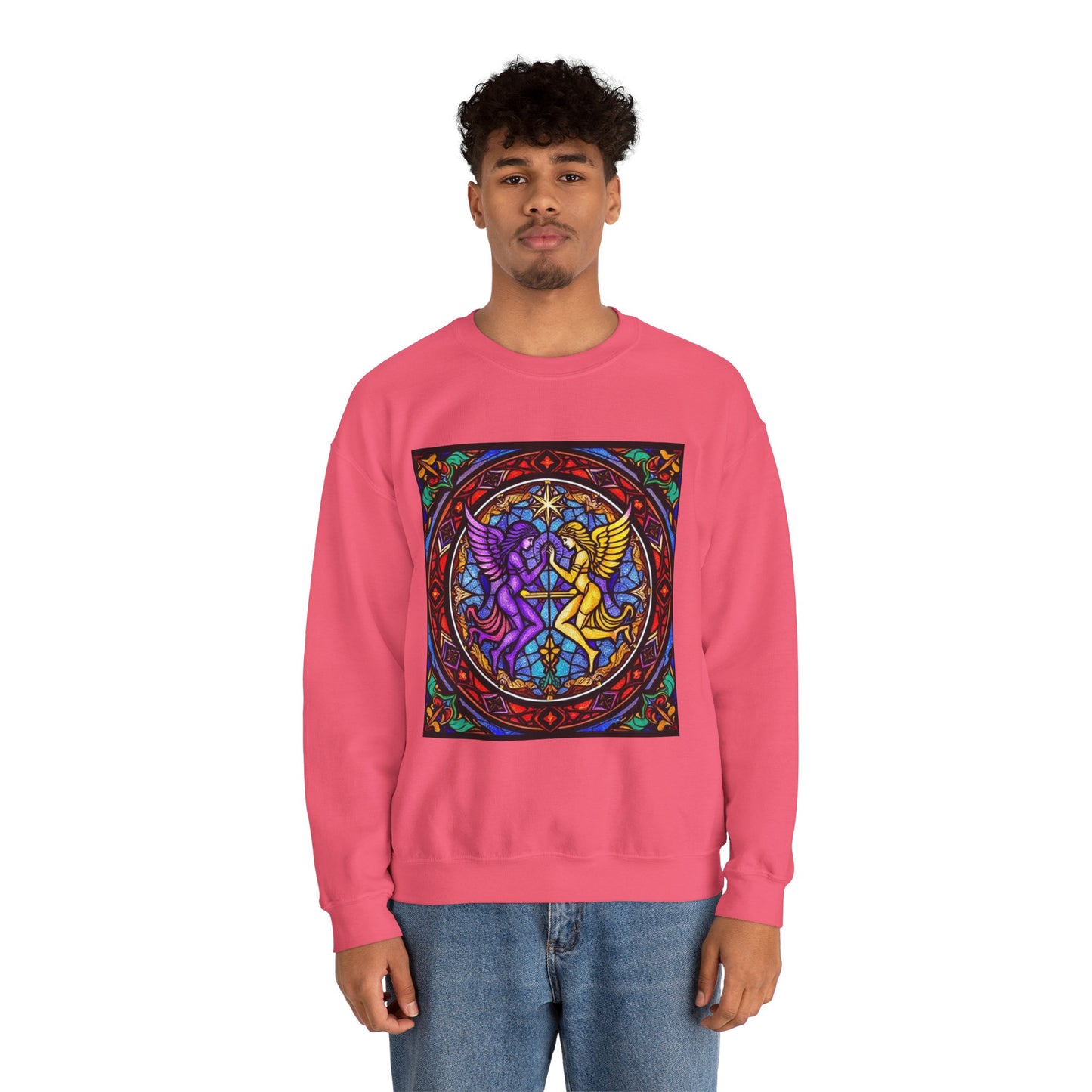 Unisex Heavy Blend™ Crewneck Sweatshirt, Glass, Gemini Zodiac Design