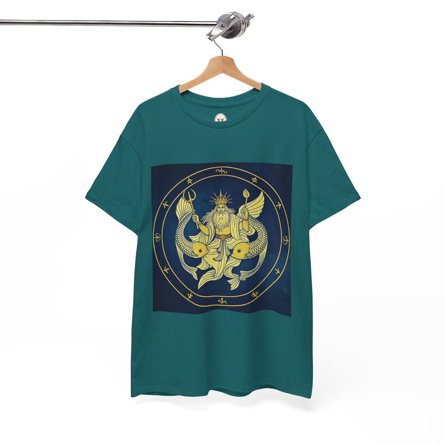Unisex Heavy Cotton T-Shirt, King of Pisces, Zodiac Design
