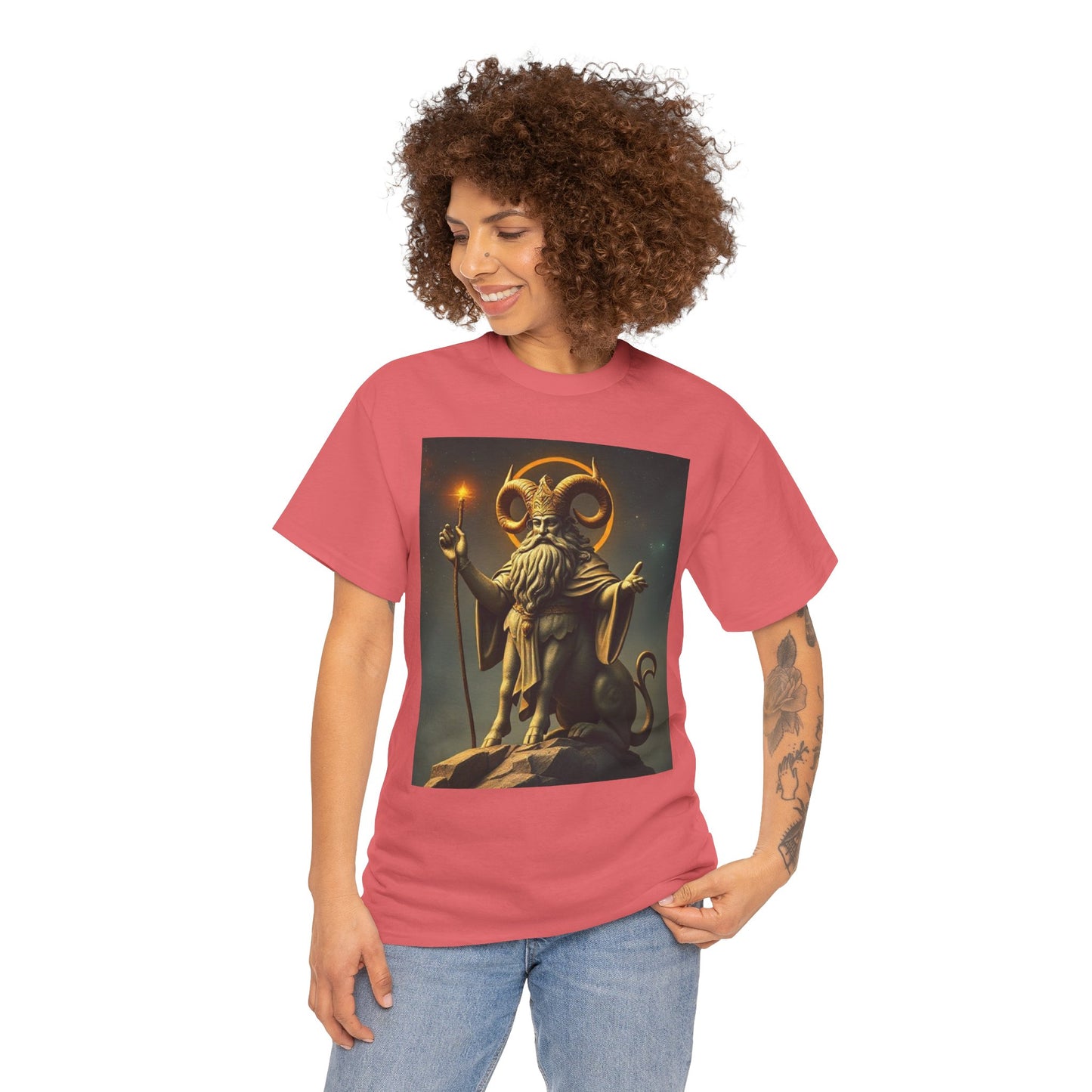 Unisex Heavy Cotton T-Shirt, Taurus God v1, Zodiac Design