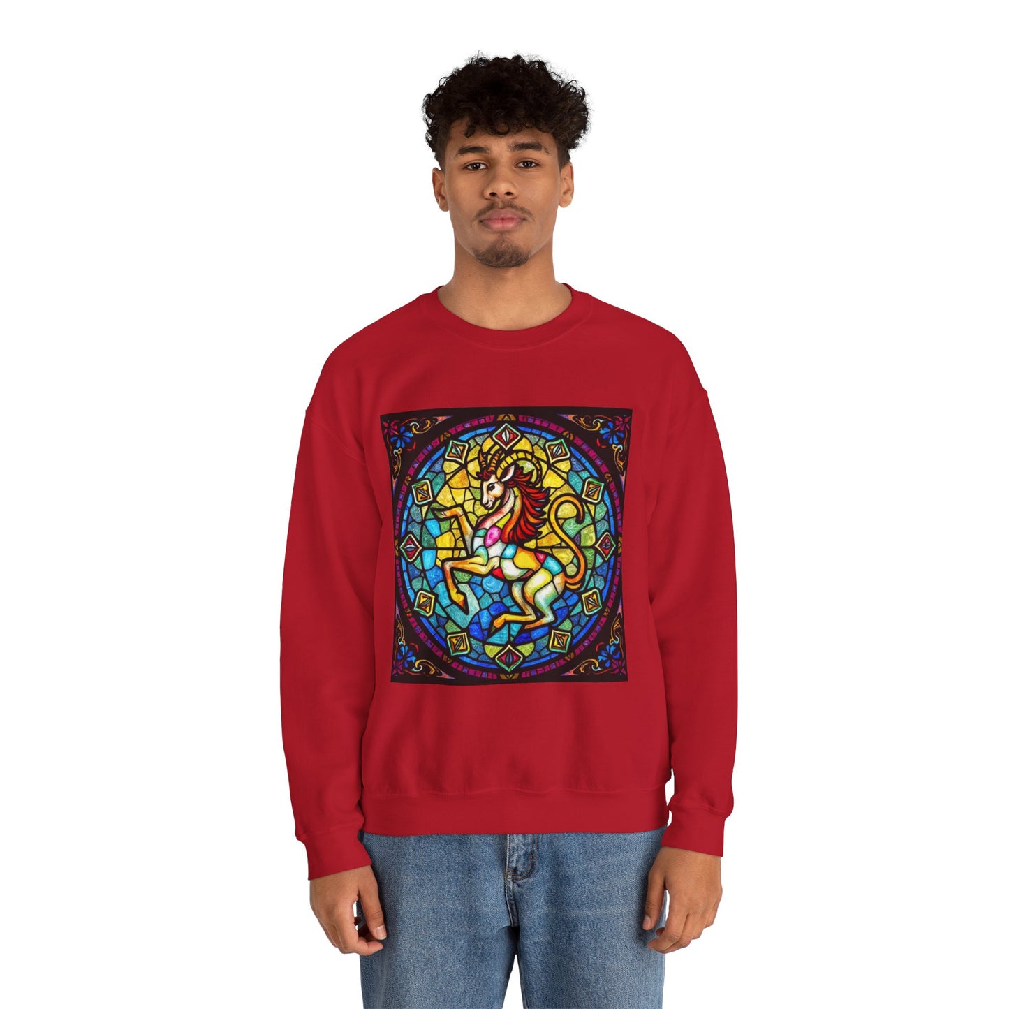 Unisex Heavy Blend™ Crewneck Sweatshirt, Glass, Capricorn Zodiac Design