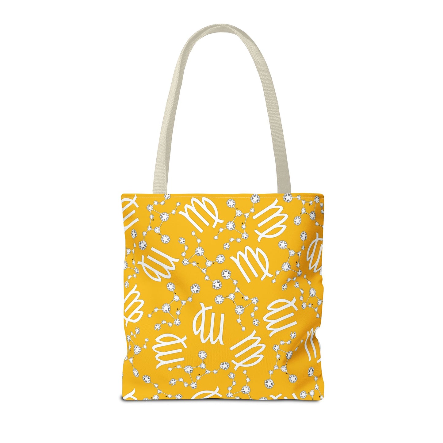 Tote Bag, Virgo Zodiac Sign, AOP, (Yellow White)