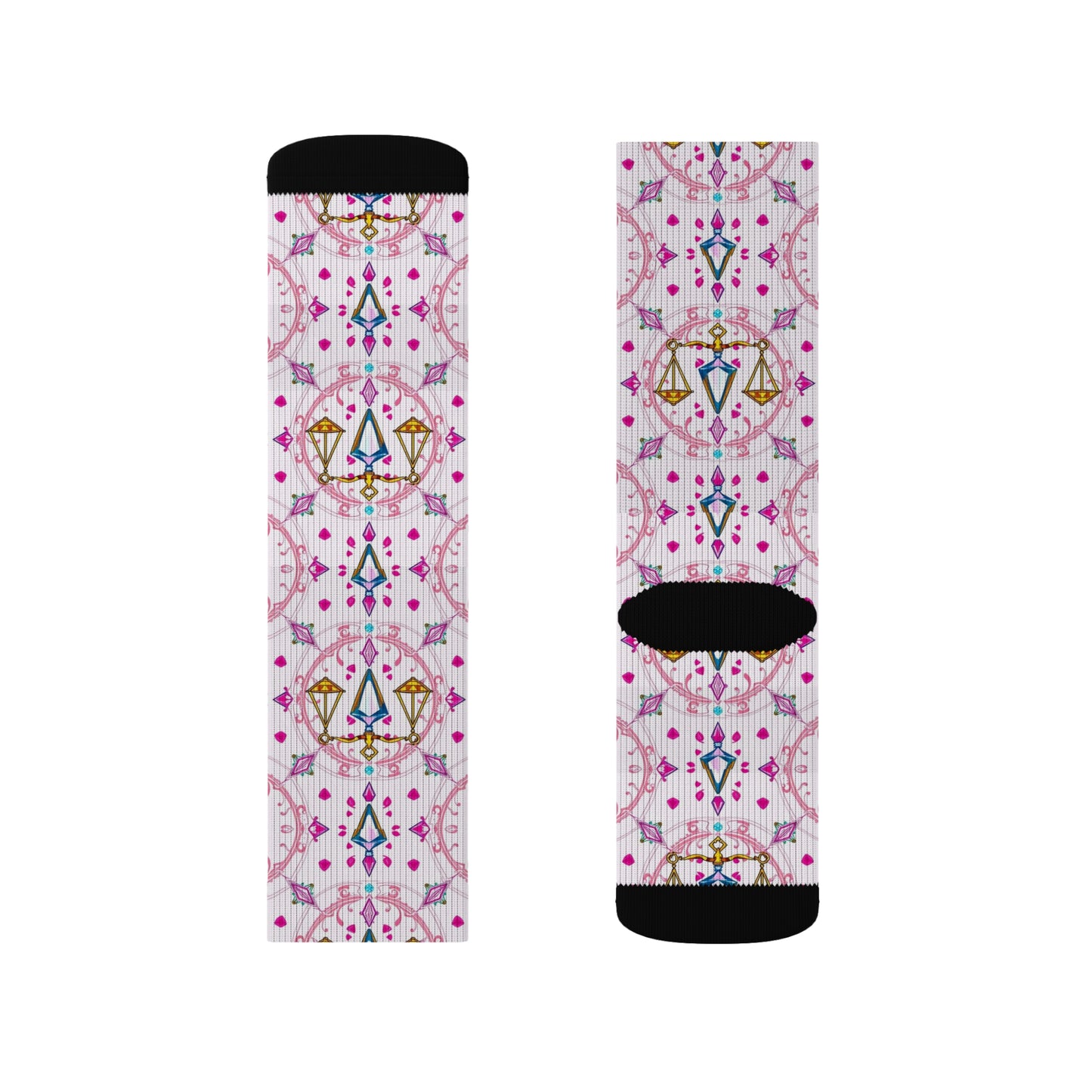Sublimation Socks, Libra, Zodiac, Jewel Pattern