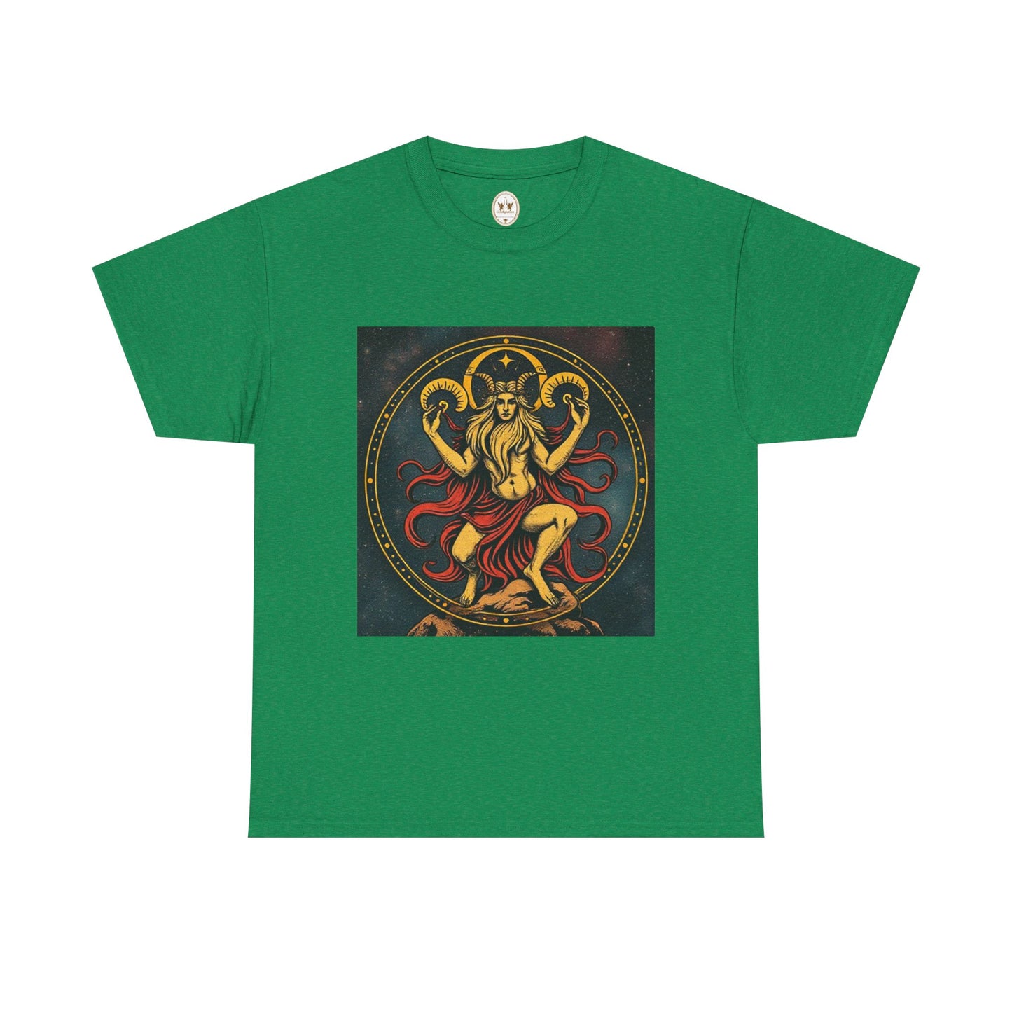 Unisex Heavy Cotton T-Shirt, Aries God 2v, Zodiac Design