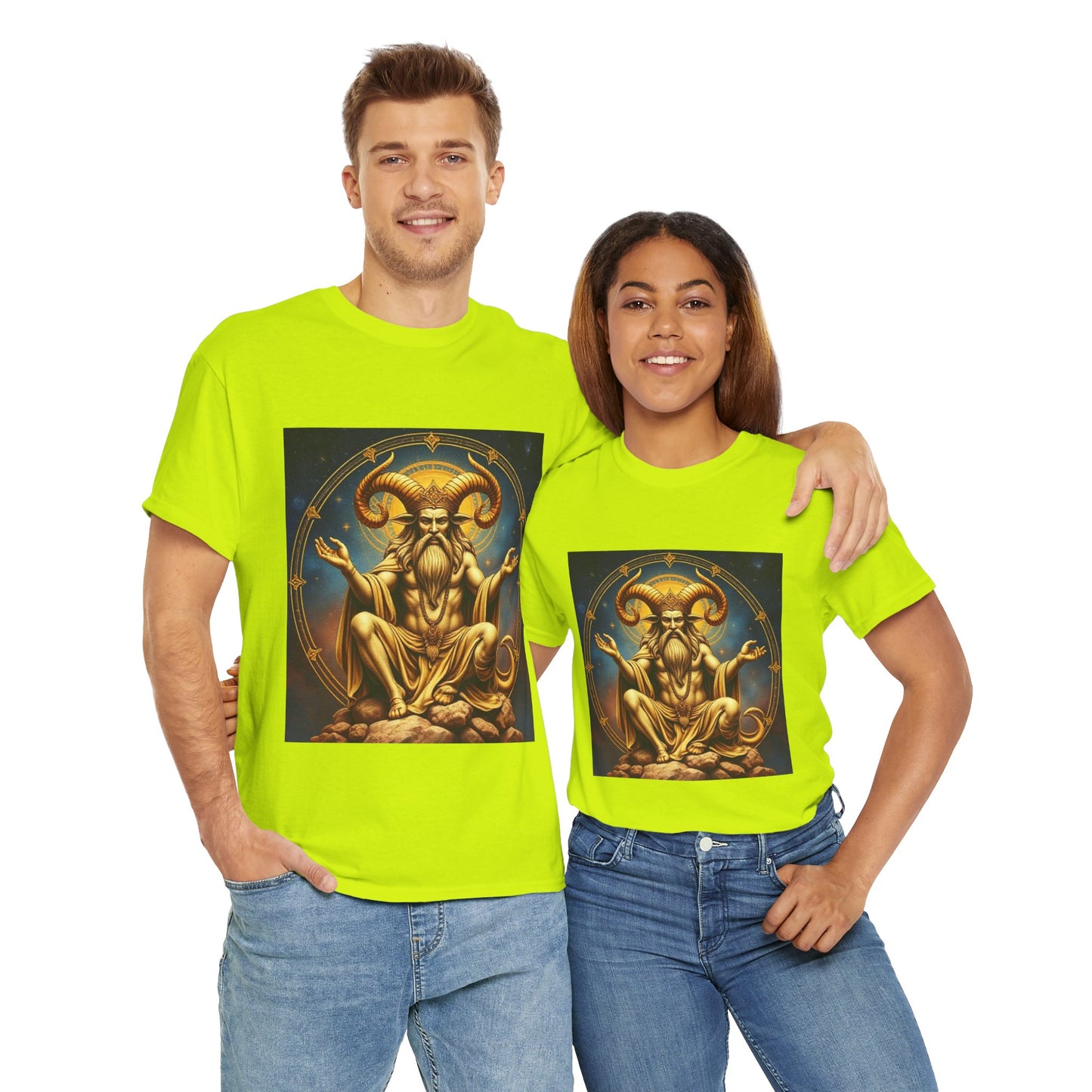Unisex Heavy Cotton T-Shirt, On The Throne, Taurus Zodiac Design
