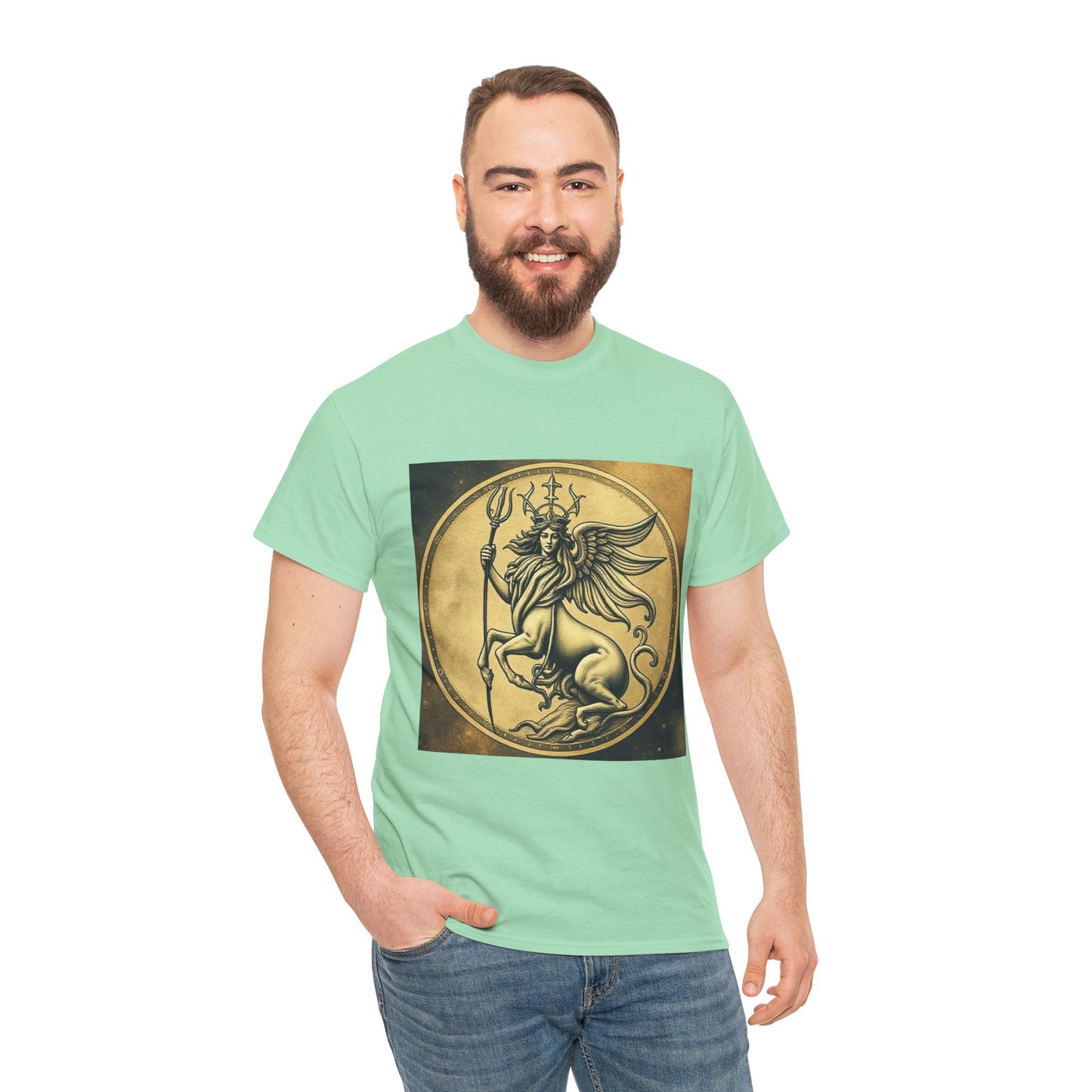 Unisex Heavy Cotton T-Shirt, Animal Angel v1, Virgo Zodiac Design