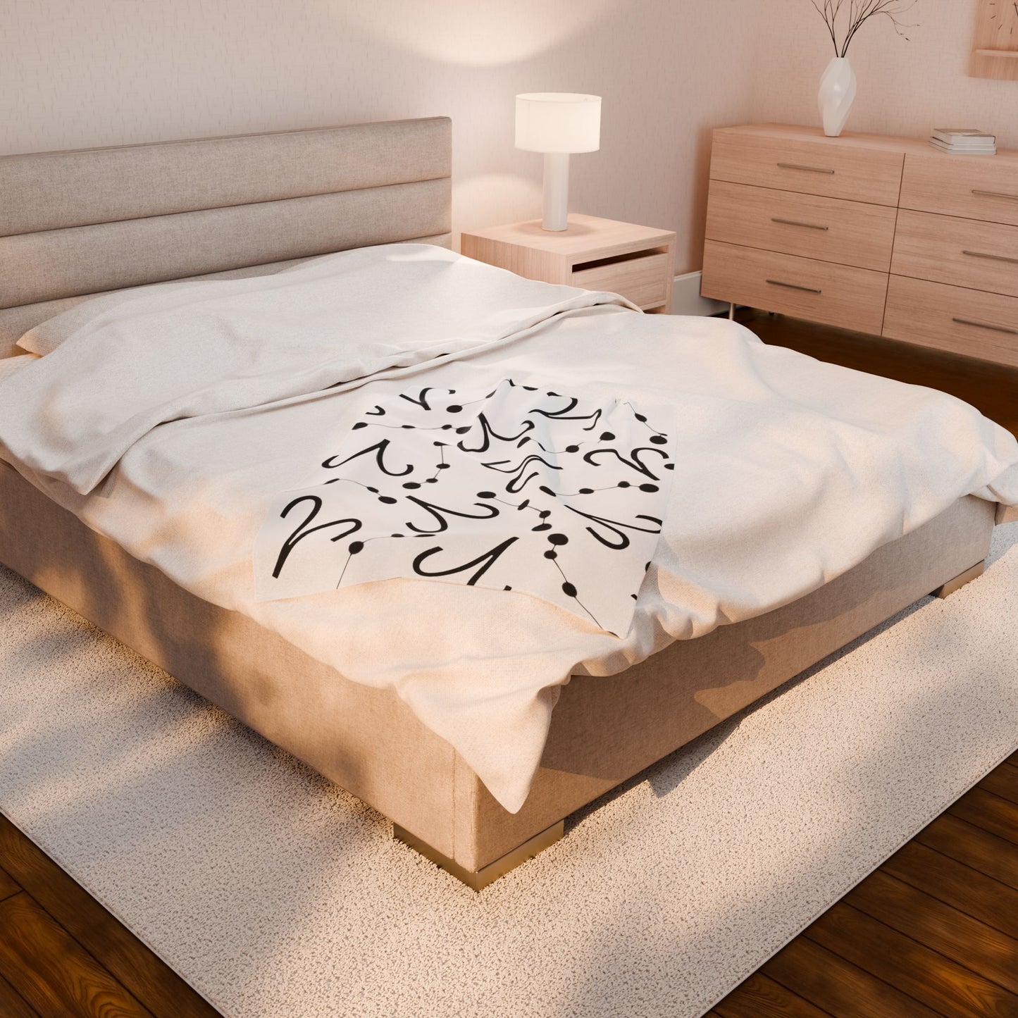 Velveteen Plush Blanket, Aries Zodiac Sign, Constellation & Symbol, White, 100% polyester