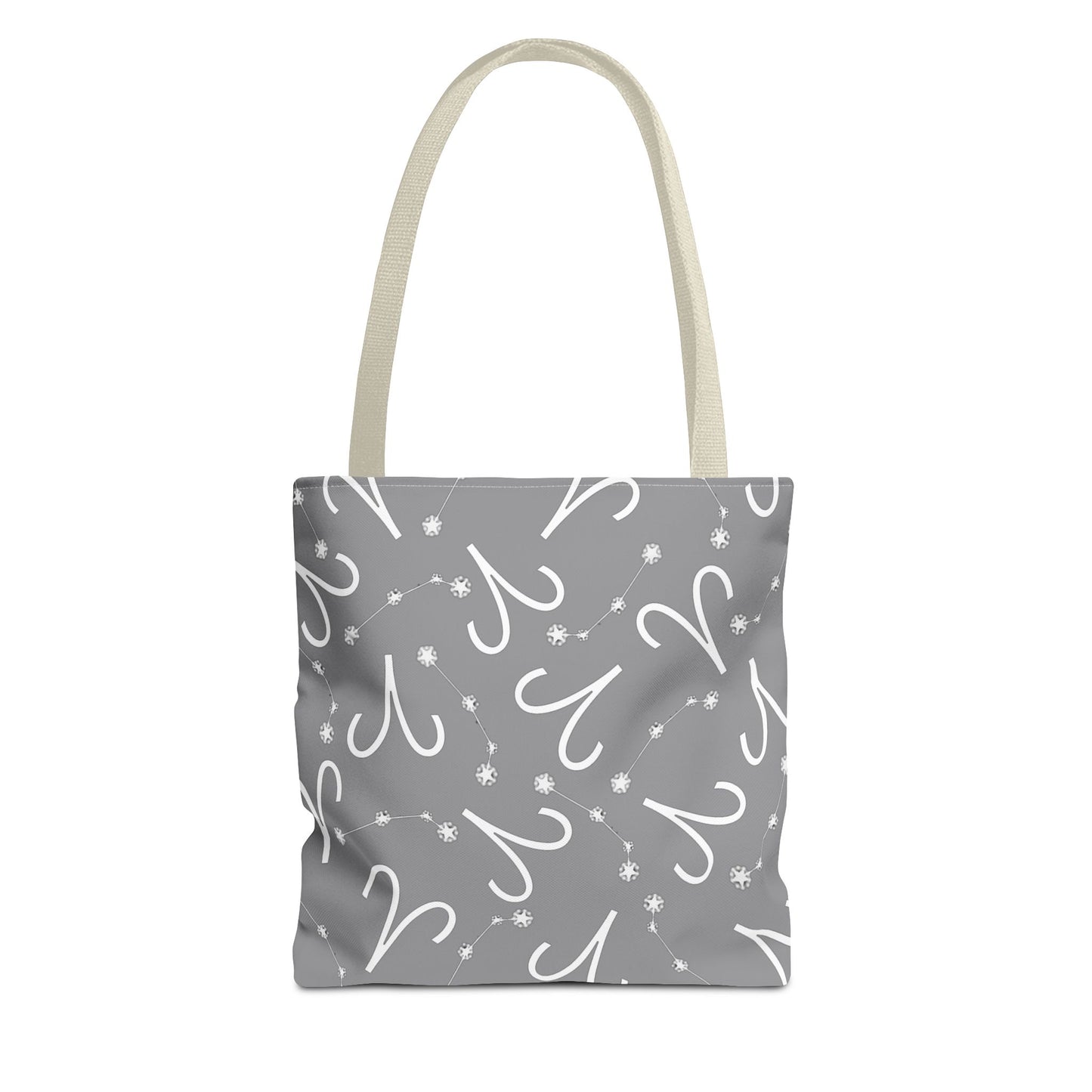 Tote Bag, Aries Zodiac Sign, AOP, (Grey, White)