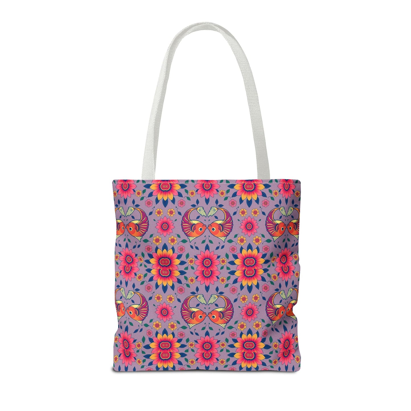 Tote Bag (AOP), Pisces, Zodiac v2, Flower Pattern