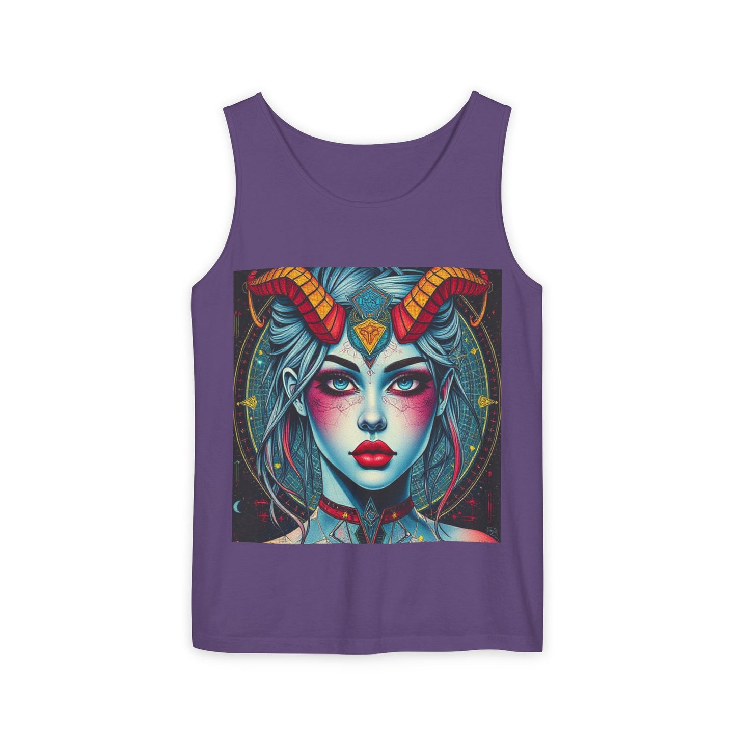 Unisex Garment-Dyed, Tank Top, Capricorn, Pop Art v1, 100% US cotton