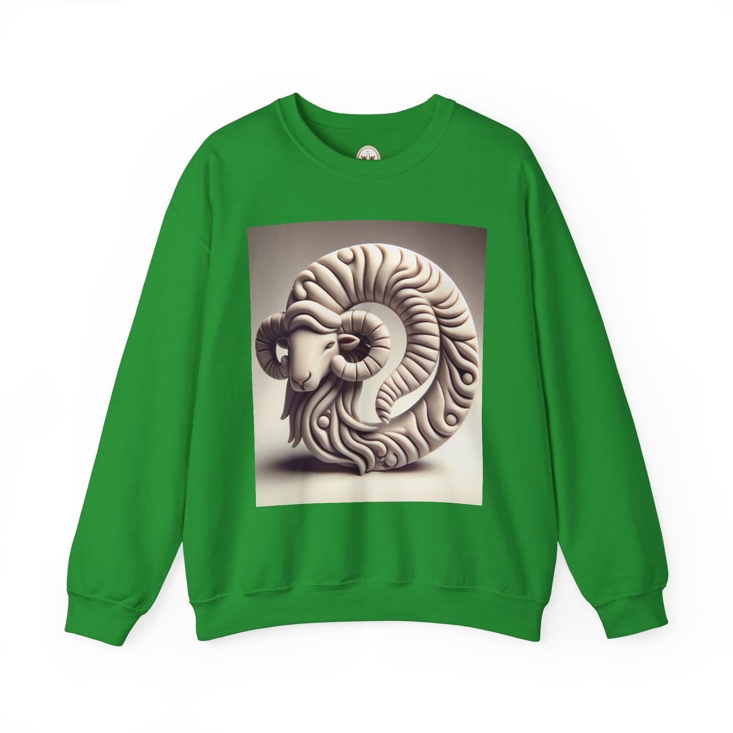 Unisex Heavy Blend™ Crewneck Sweatshirt, Round Statue, Aries Zodiac Design